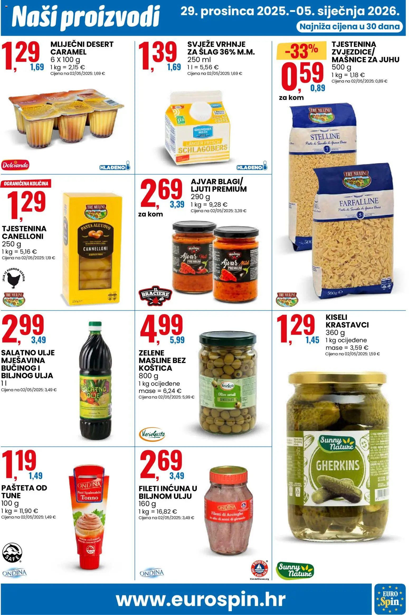 Eurospin katalog | vrijedi od 29.12.2025 | Stranica: 15 | Proizvodi: Ajvar, Tjestenina, Pasta, Kiseli krastavci