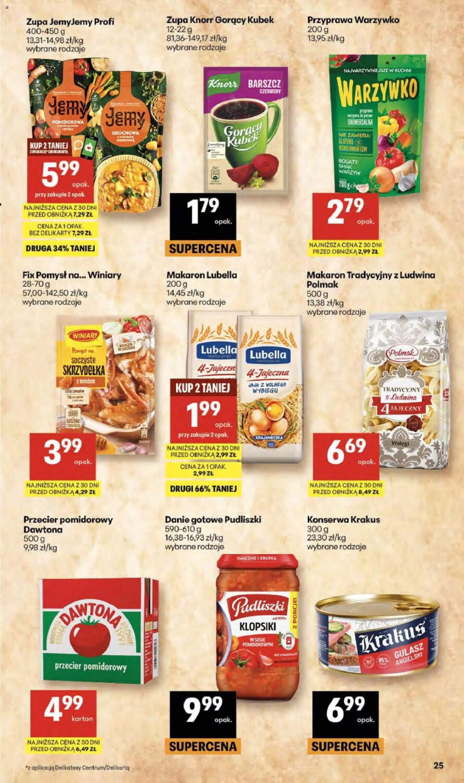 Delikatesy Centrum gazetka - Sklepy Własne od 23.04.2026 | Strona: 25 | Produkty: Przecier pomidorowy, Gorący kubek, Delikatesy, Zupa