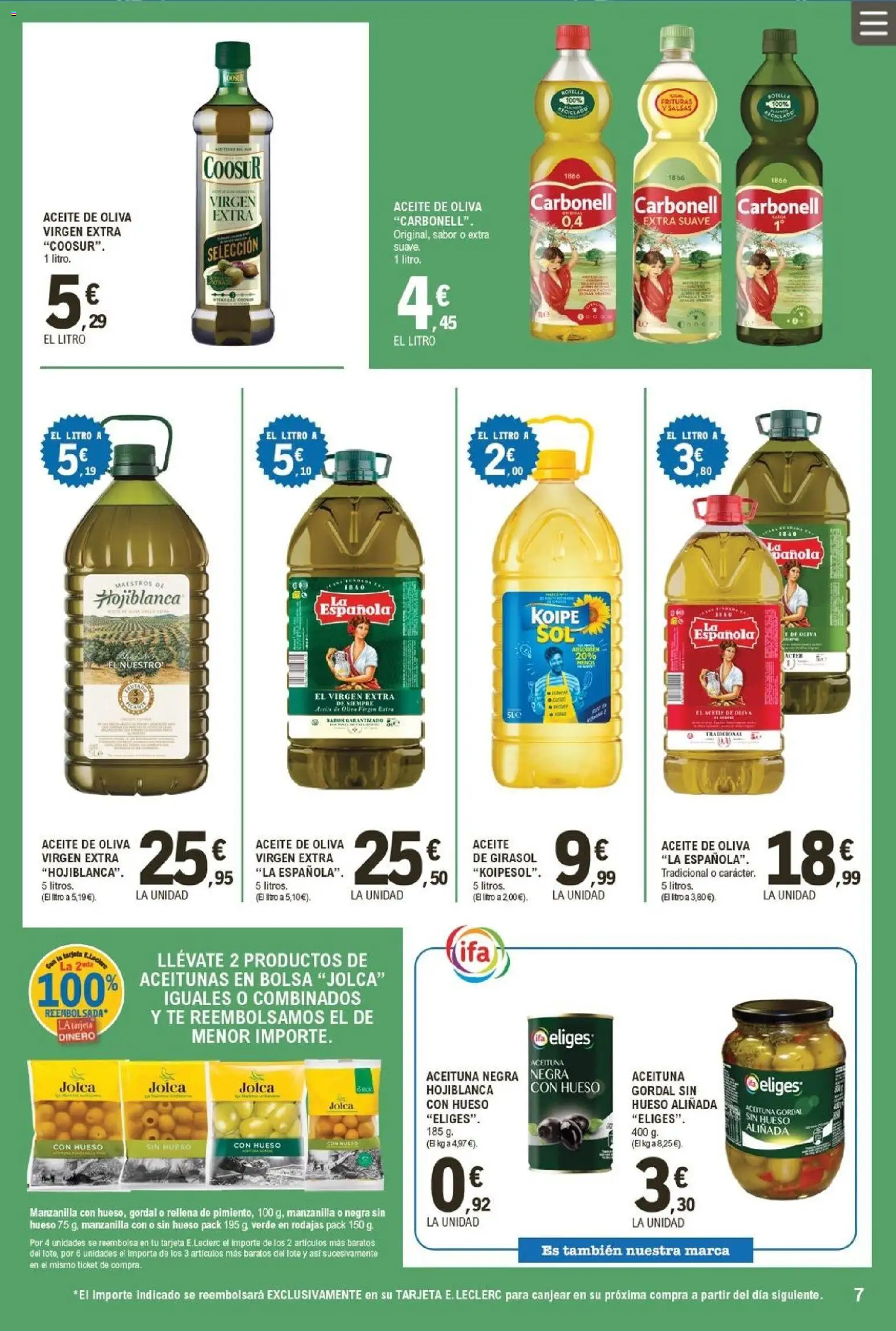 E.Leclerc folleto │ válido desde el 07.01.2026 | Página: 7 | Productos: Té, Aceite de oliva, Aceite de oliva virgen extra, Bolsa