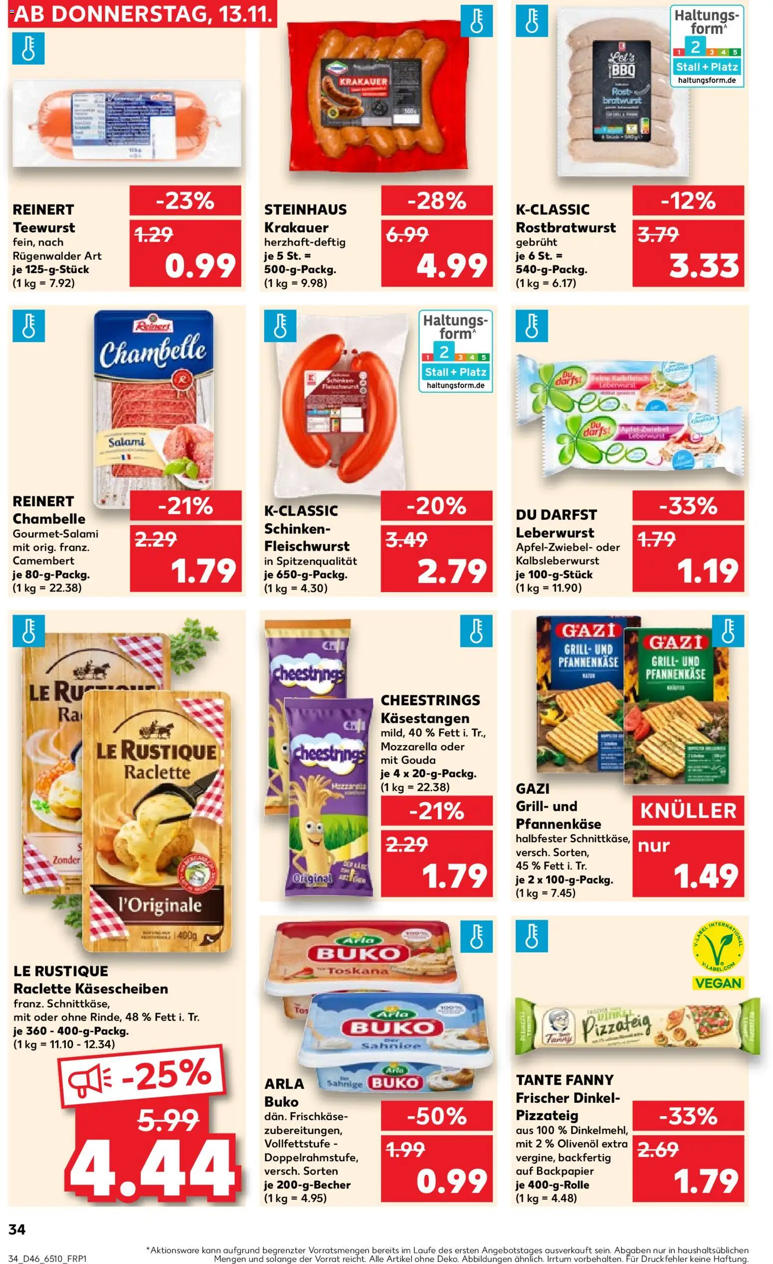 Kaufland prospekt Köln	 – gültig ab 13.11.2025 | Seite: 34 | Produkte: Grill, Arla buko, Salami, Schinken
