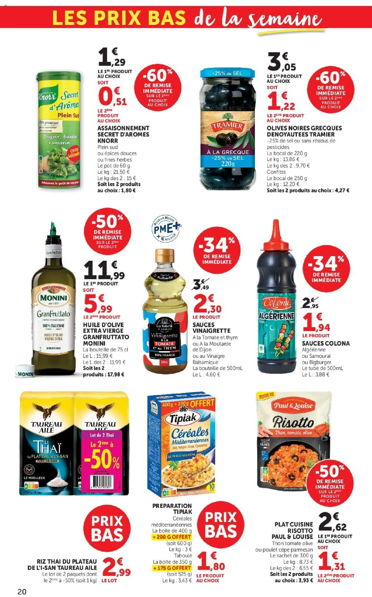 {H1} | Page: 20 | Produits: Olive, Plateau, Sel, Riz