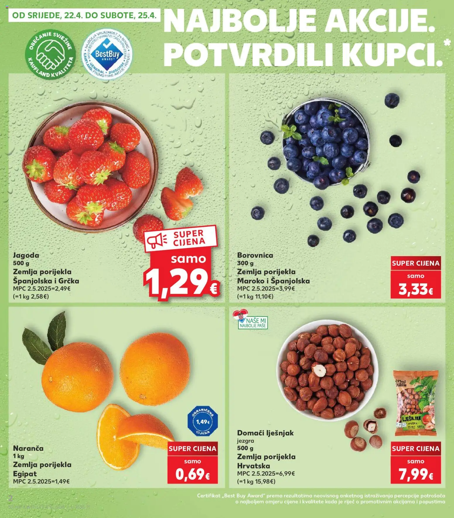 Kaufland katalog | vrijedi od 22.04.2026 | Stranica: 2 | Proizvodi: Lješnjak, Borovnica