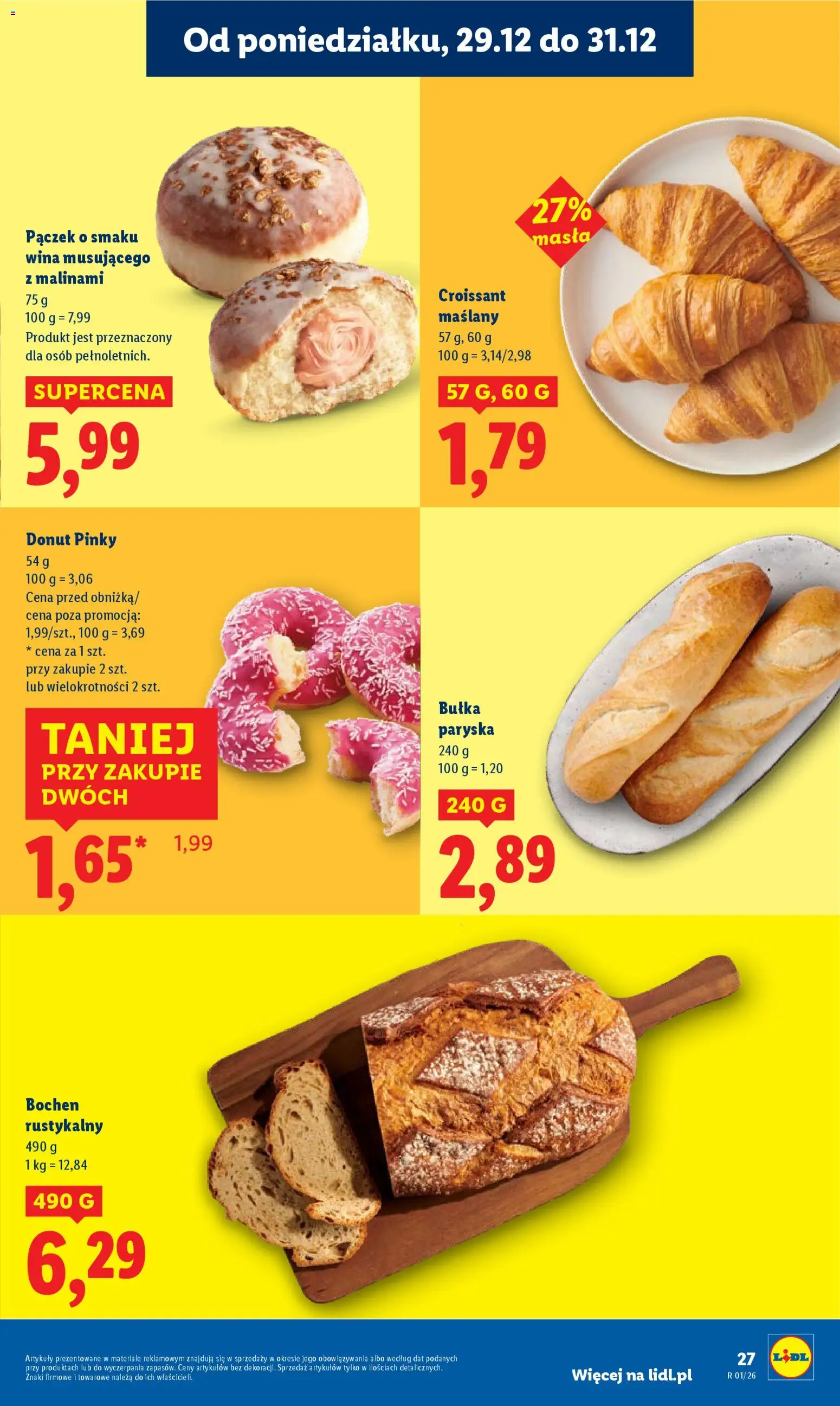 Lidl Gazetka od 29.12.2025 | Strona: 27 | Produkty: Bułka, Donut