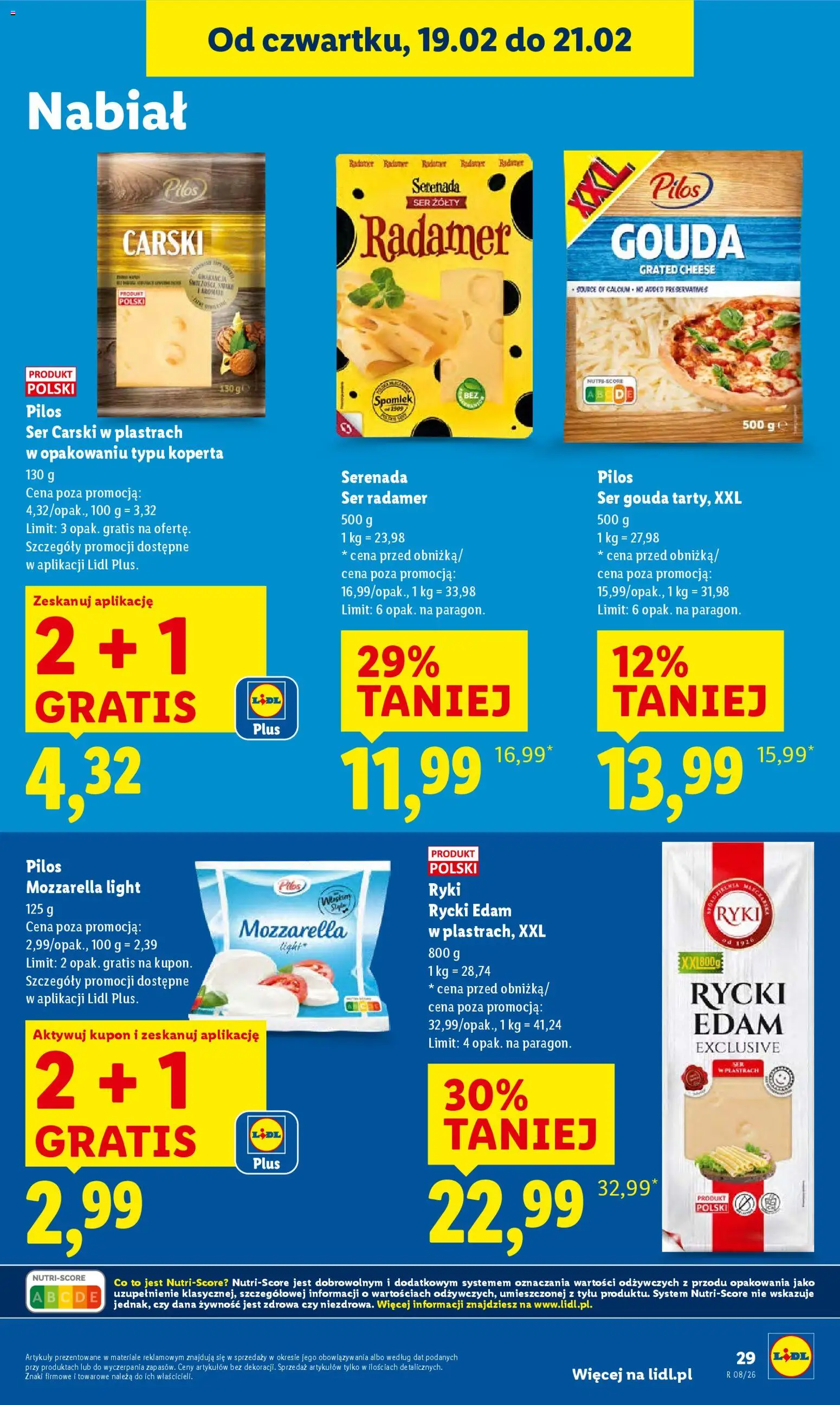 Lidl Gazetka od 19.02.2026 | Strona: 29 | Produkty: Ser żółty, Ser, Mozzarella, Ser gouda