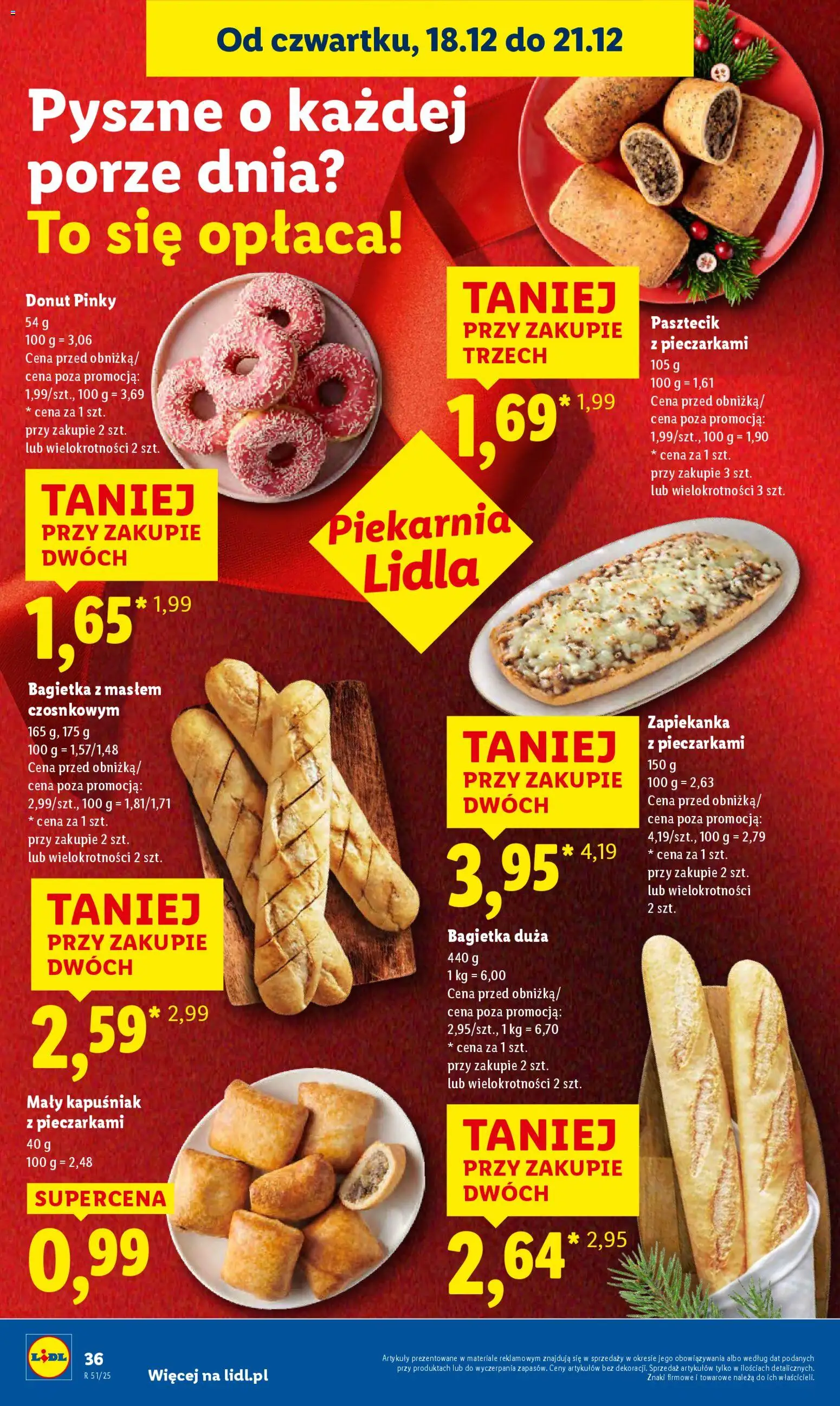 Lidl Gazetka od 18.12.2025 | Strona: 38 | Produkty: Zapiekanka, Piekarnia, Bagietka, Donut