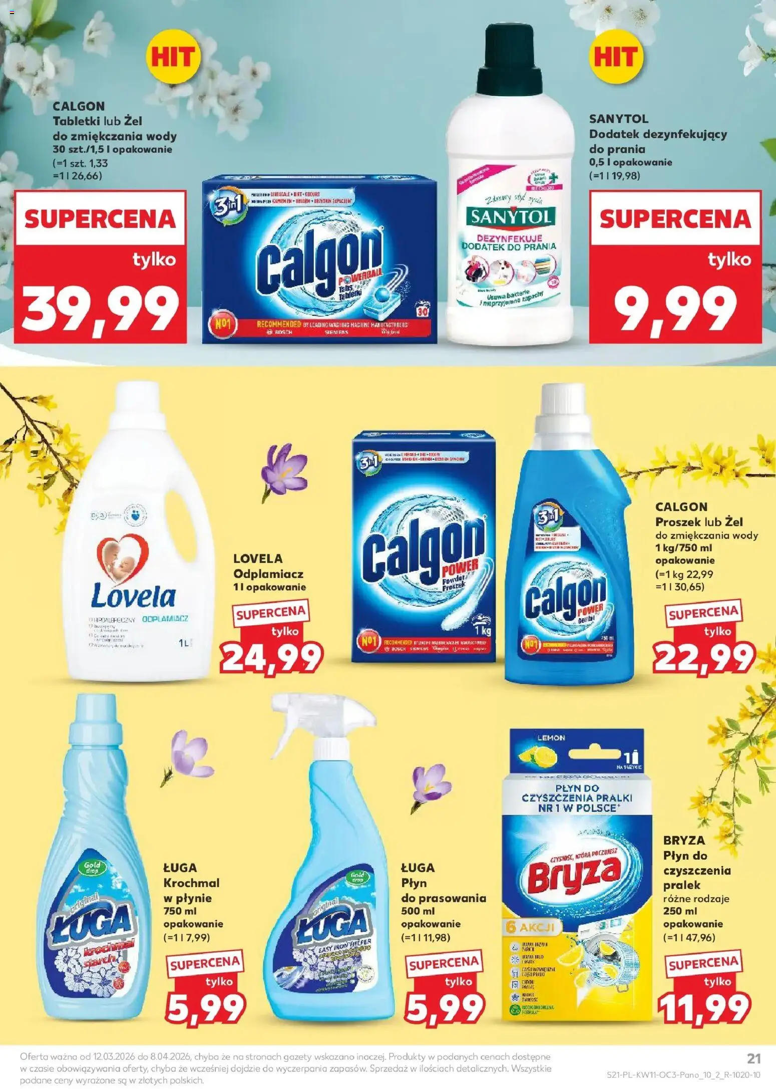 Kaufland gazetka - Dom na Wielkanoc od 12.03.2026 | Strona: 21 | Produkty: Calgon, Płyn do czyszczenia pralki, Lovela, Odplamiacz