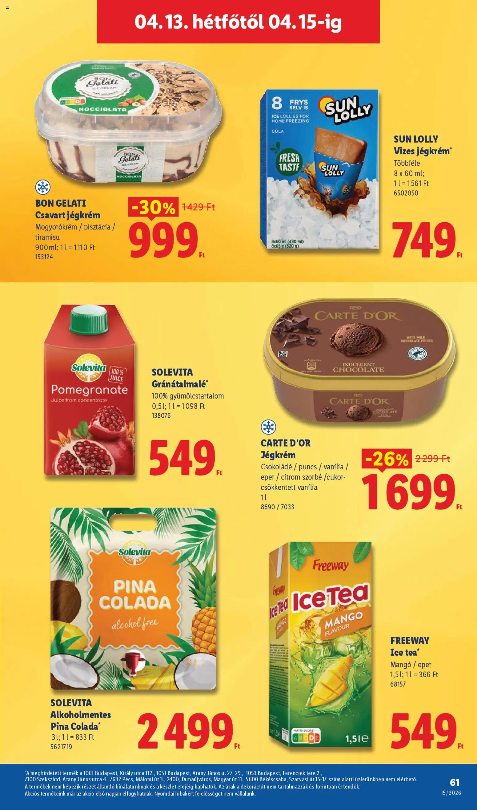 Lidl akciós ujság - amely érvényes a következő dátumtól: 09.04.2026 | Oldal: 61 | Termékek: Tiramisu, Pisztácia, Csokoládé, Mogyorókrém