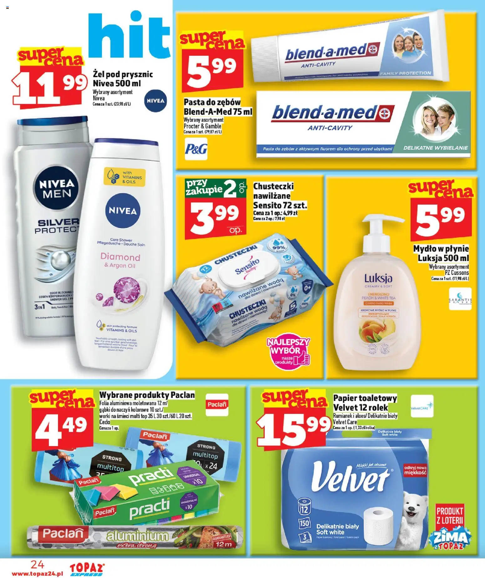 Topaz Gazetka - Express od 15.01.2026 | Strona: 24 | Produkty: Top, Papier toaletowy, Herbata, Woda