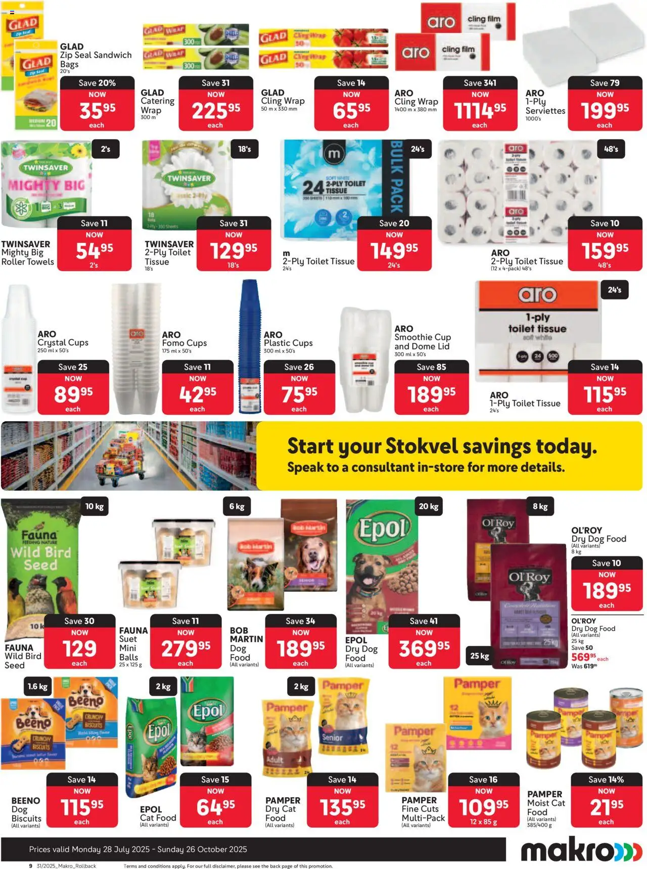 Makro - Rollback Specials │ valid from 28.07.2025 | Page: 9 | Products: Toilet, Biscuits, Cat food, Dog food