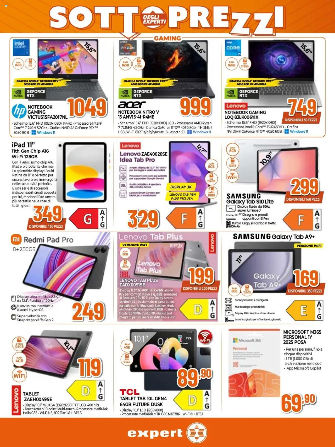 Volantino Expert del 02.10.2025 | Pagina: 7 | Prodotti: Xiaomi, Tablet, Audio, Samsung