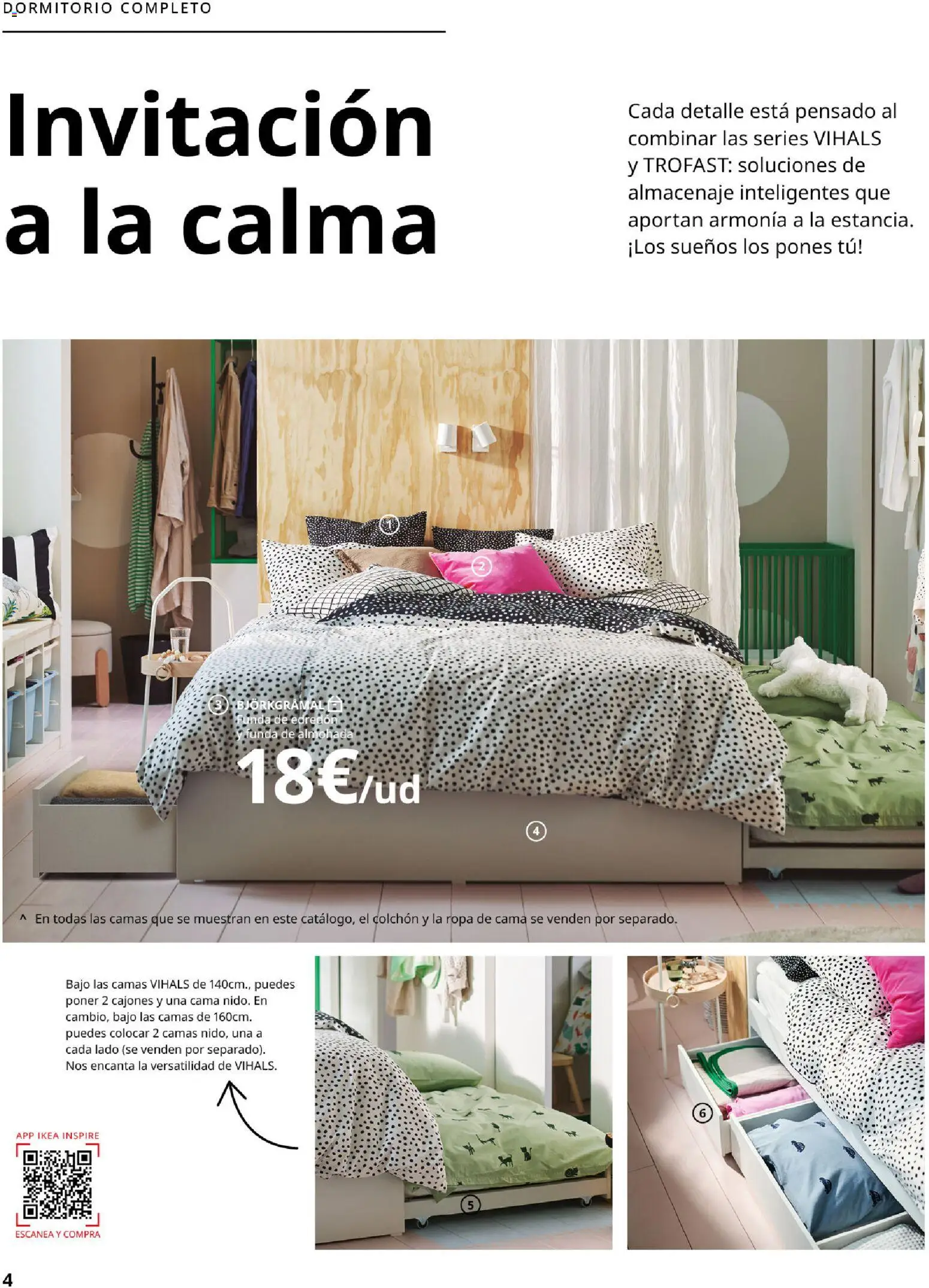 Catálogo IKEA Dormitorios │ válido desde el 01.02.2026 | Página: 4 | Productos: Colchon, Ropa, Funda, Κασέρι