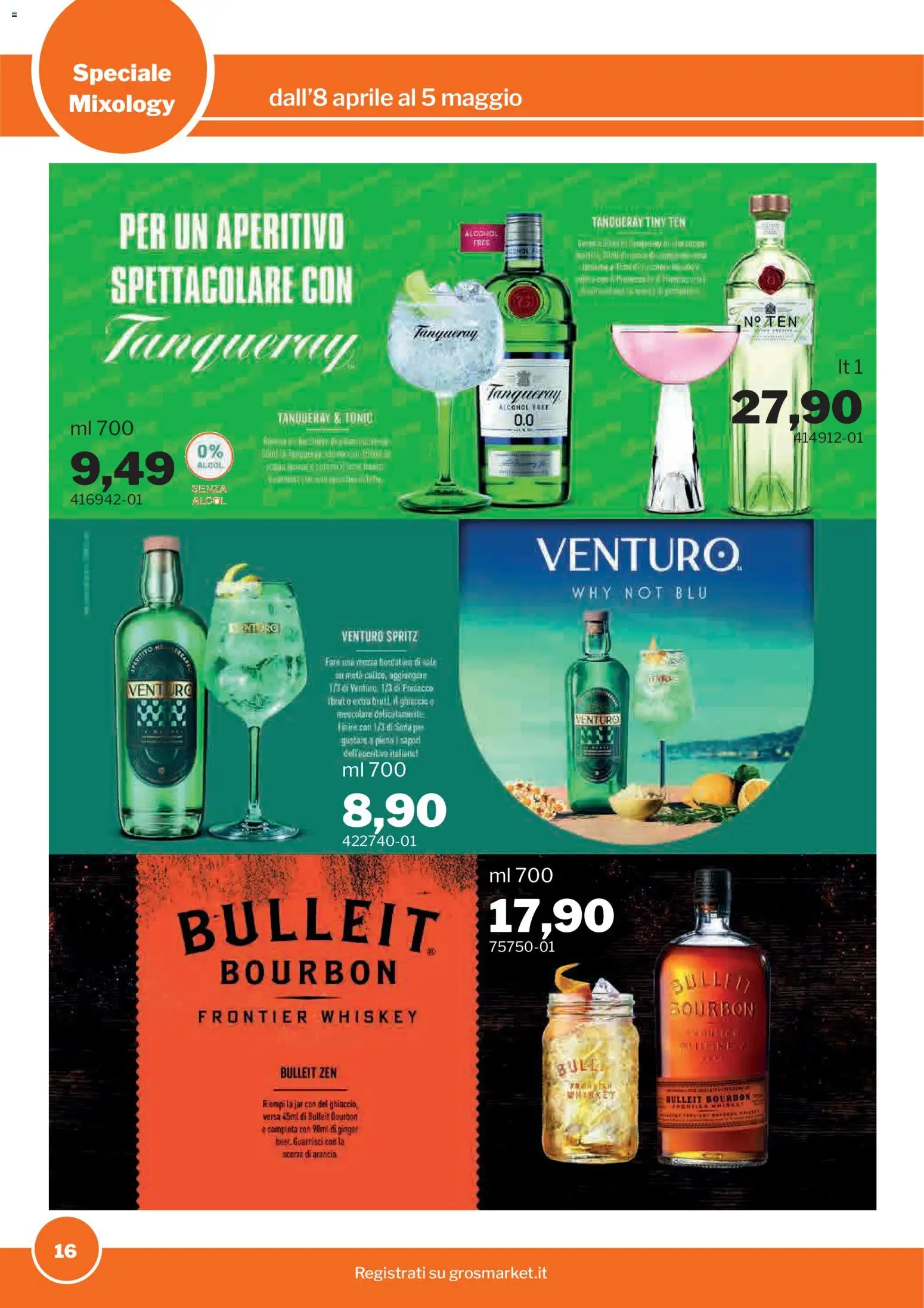 Volantino Sogegross del 08.04.2026 | Pagina: 16 | Prodotti: Bourbon, Prosecco, Arancia, Aperitivo