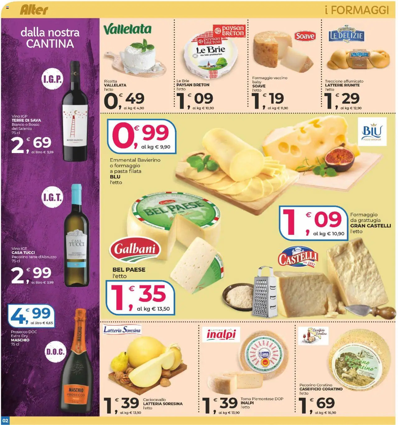 Volantino Alter Discount del 22.08.2025 | Pagina: 2 | Prodotti: Prosecco, Formaggio, Pasta, Ricotta