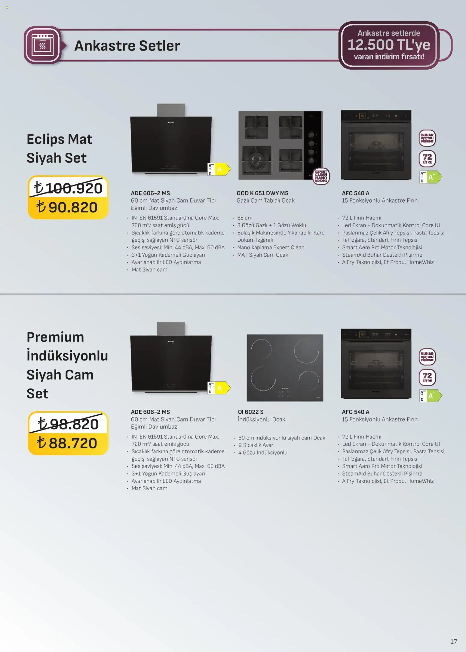 Arçelik Ankastre Kataloğu - 16.02.2026 tarihinden itibaren geçerlidir | Sayfa: 17 | Ürünler: Davlumbaz, Saat, Ses, Fırın