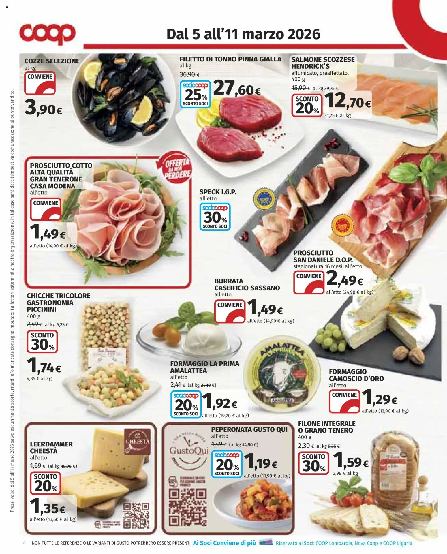 Volantino COOP del 05.03.2026 | Pagina: 4 | Prodotti: Speck, Prosciutto Cotto, Cozze, Tonno