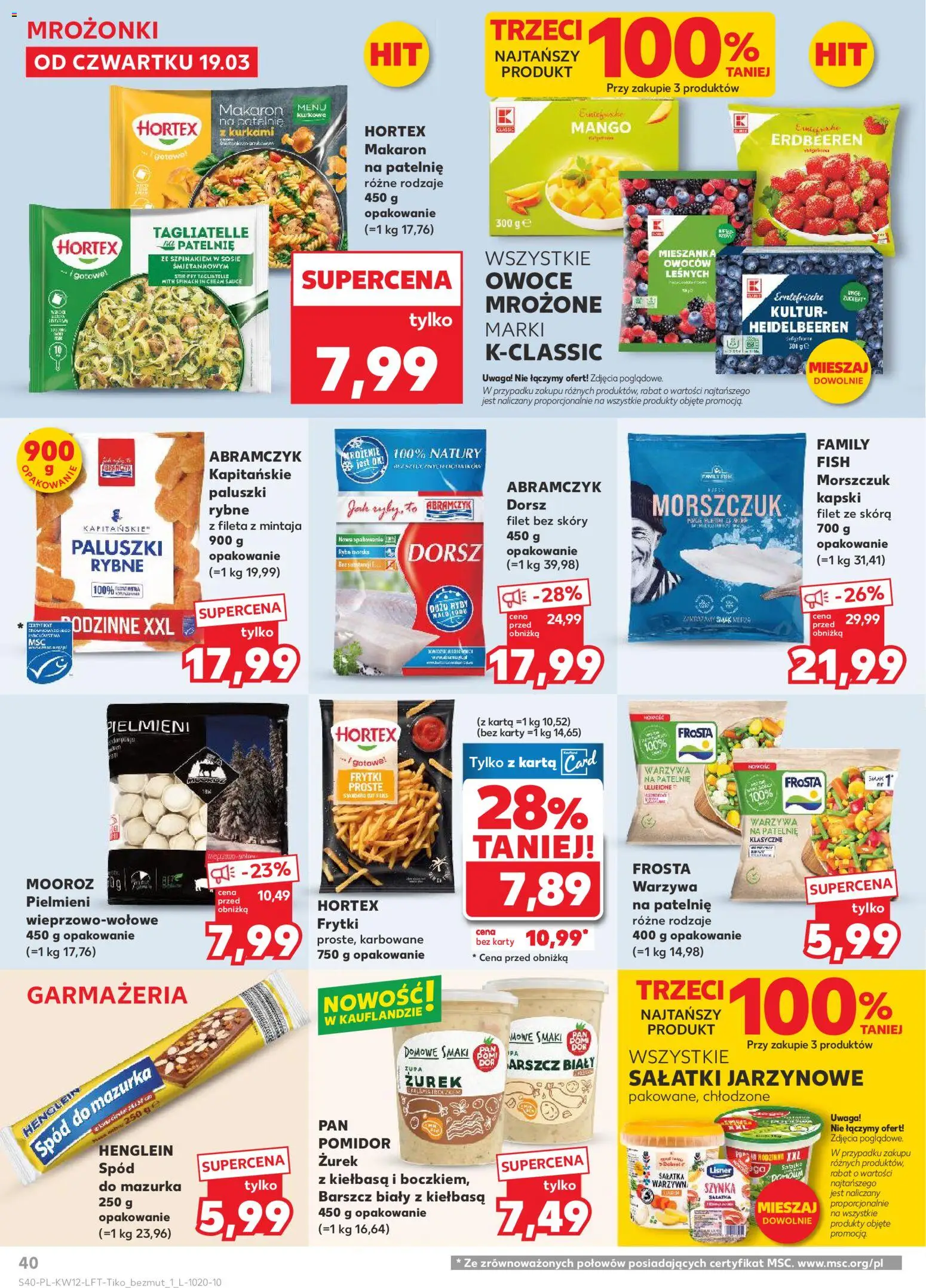 Kaufland Polsko leták od 19.03.2026 | Strana: 40 | Produkty: Mango, Ryba, Filet, Karty