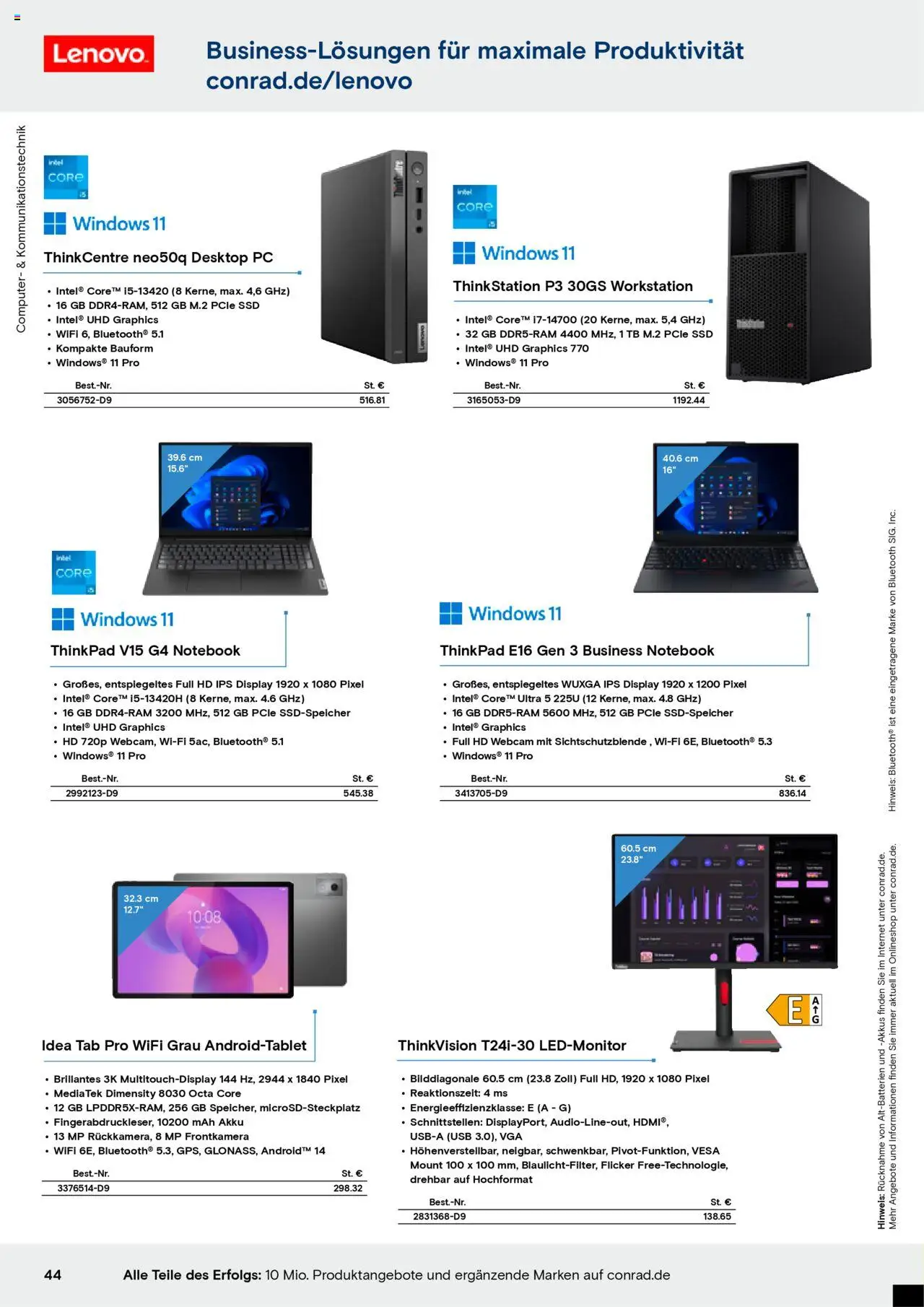 Conrad - Markenkatalog - gültig ab dem 25.08.2025 | Seite: 46 | Produkte: Lenovo, Desktop pc, PC, Computer