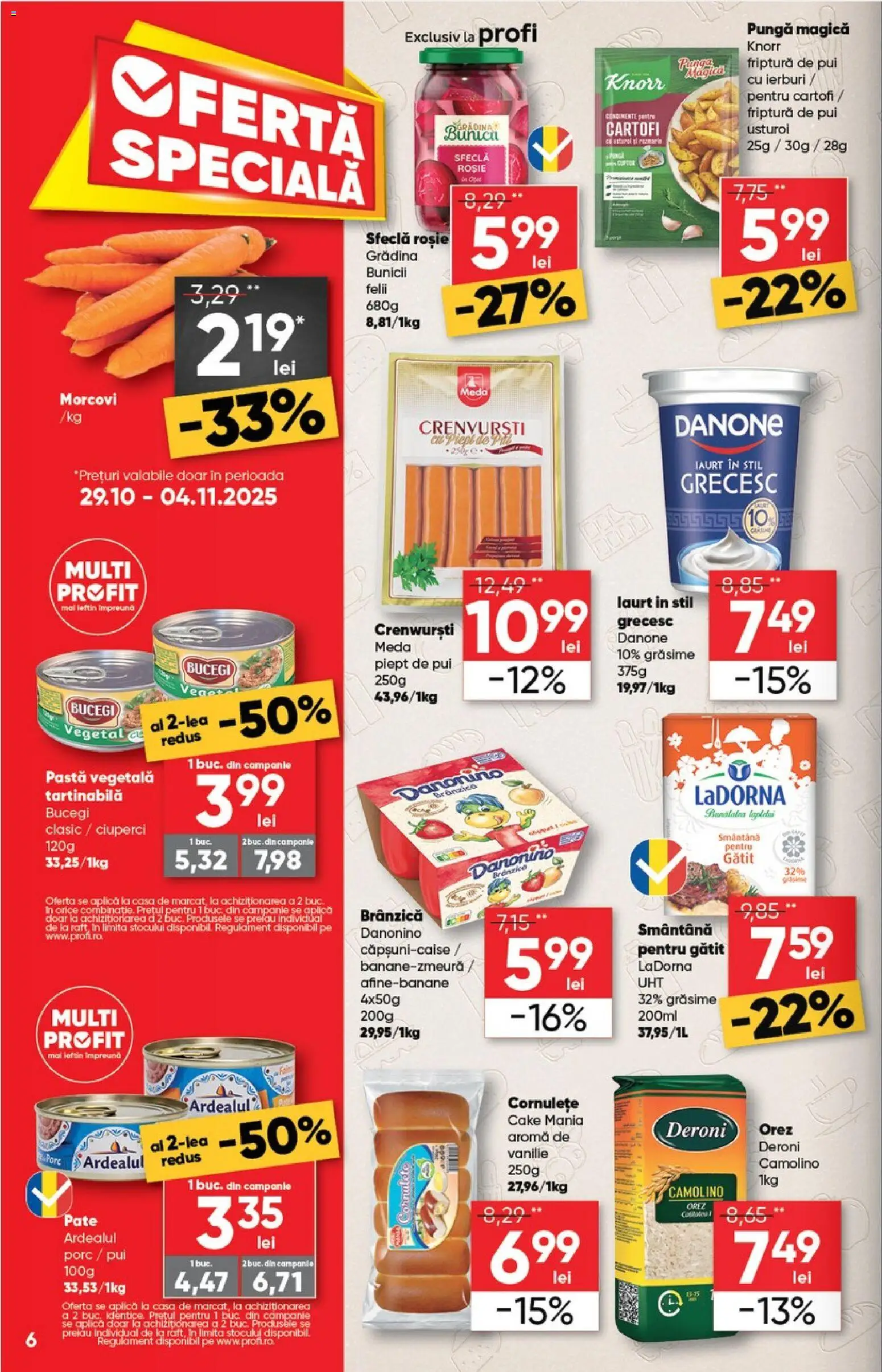 Noul catalog Profi – valabil de la 29.10.2025 | Pagină: 6 | Produse: Hacıyatmaz Kedi Oyuncağı, Pate, Cornulețe, Smântână