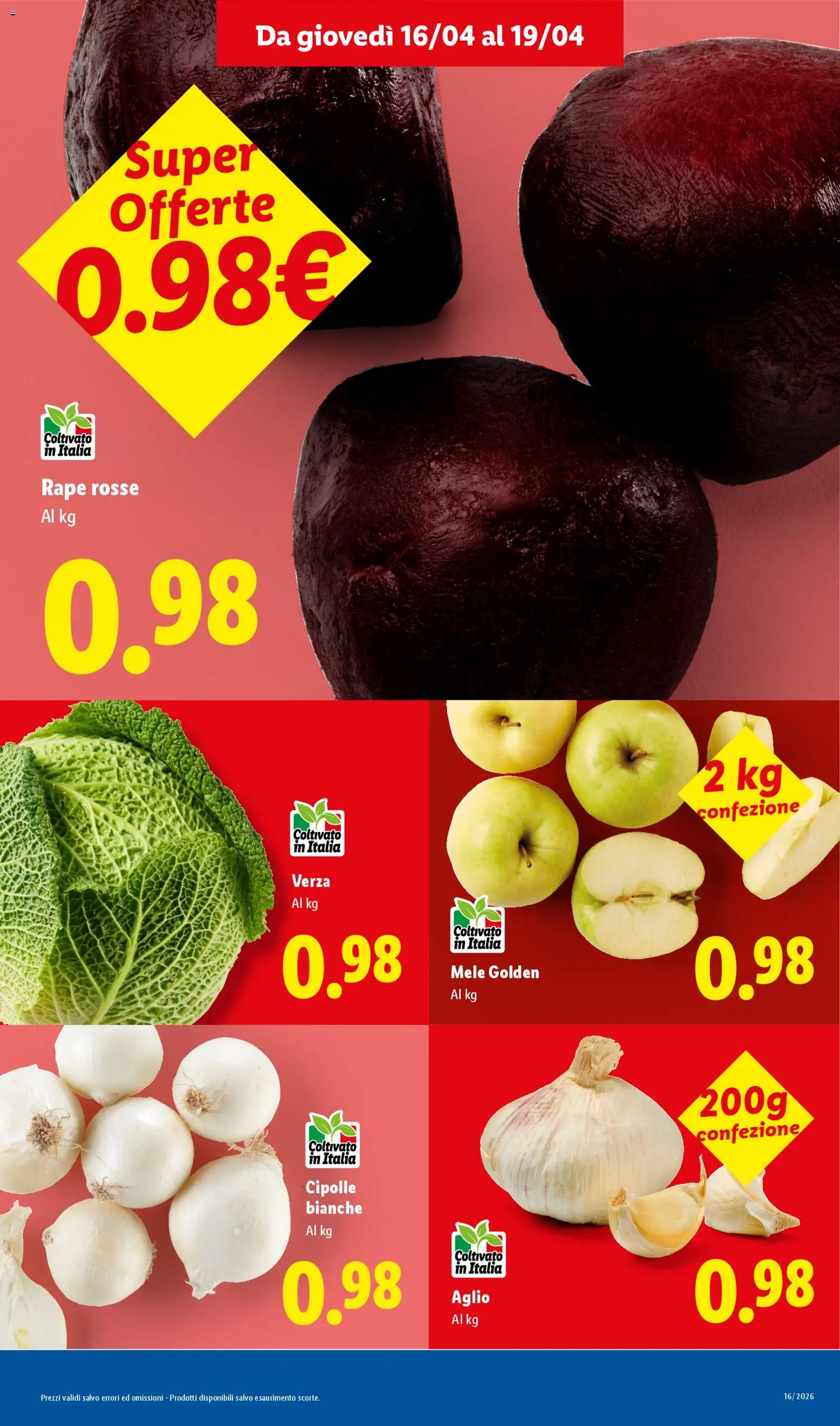 Volantino Lidl del 16.04.2026 | Pagina: 3 | Prodotti: Mele, Cipolle, Aglio