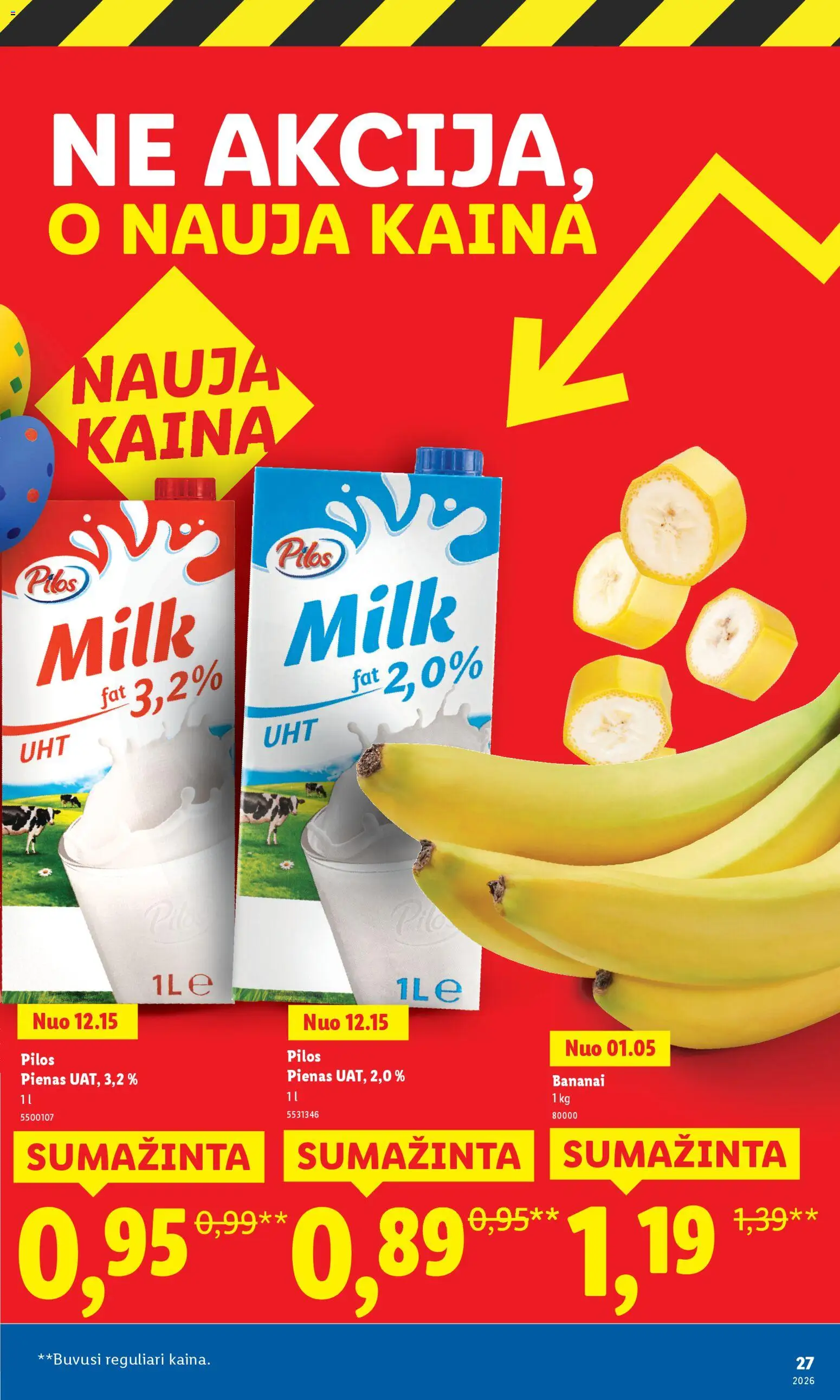 LIDL akcijos nuo 23.03.2026 | Puslapis: 27 | Prekių: Pienas, Bananai