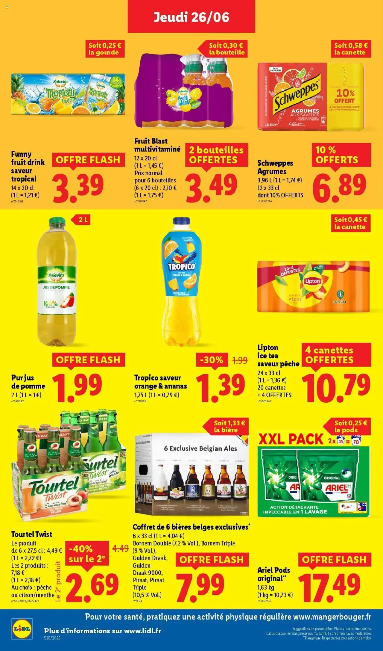  | Page: 18 | Produits: Ariel, Orange, Jus de pomme, Bière