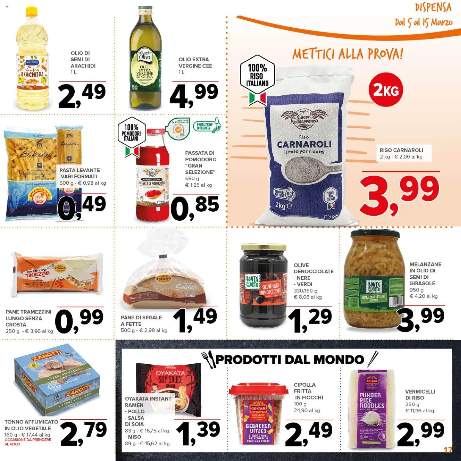 Volantino Todis del 05.03.2026 | Pagina: 17 | Prodotti: Riso Carnaroli, Fiocchi, Pomodori, Arachidi