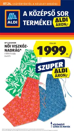 Aldi - Középső sor termékei - amely érvényes a következő dátumtól: 24.07.2025