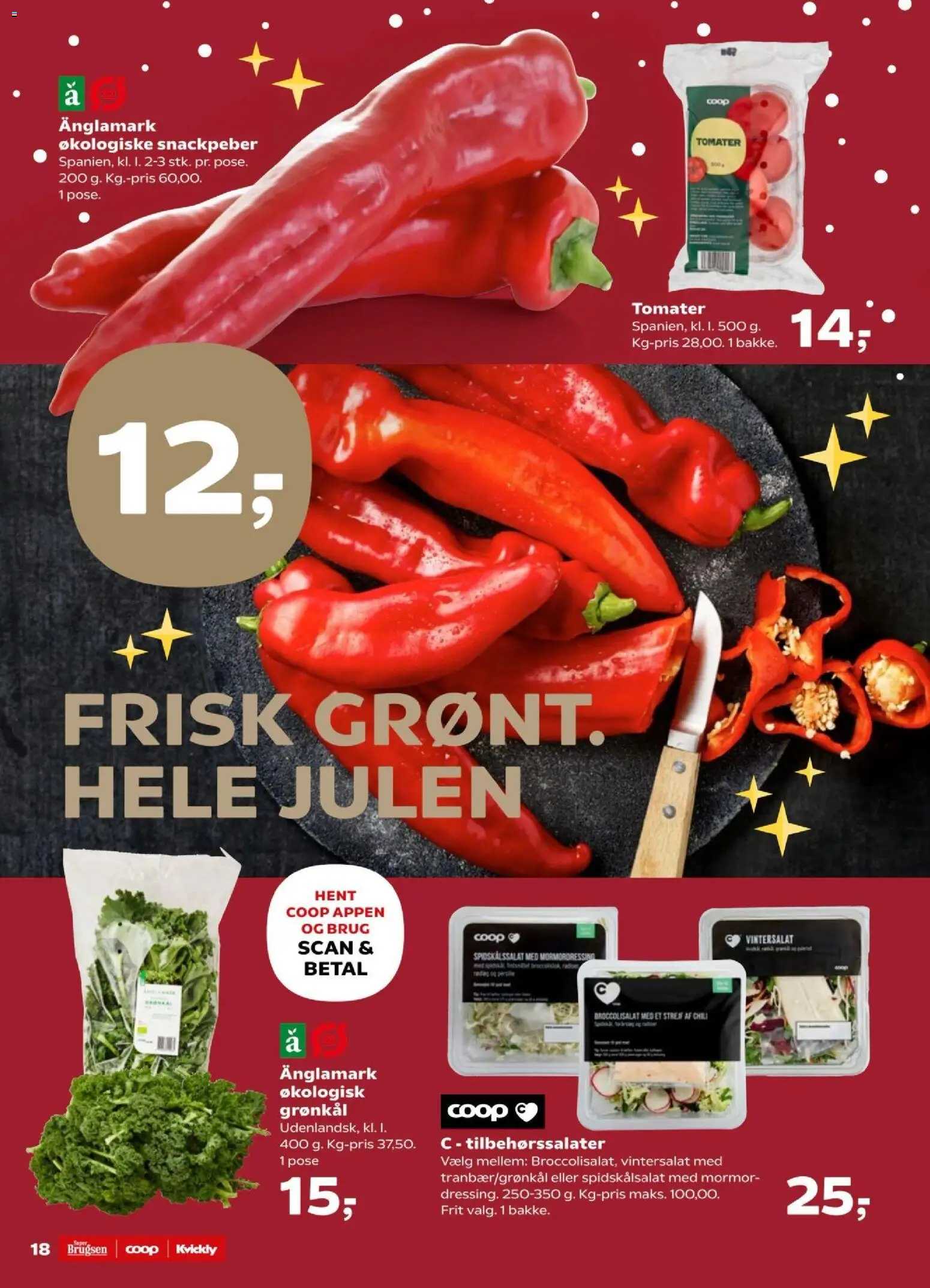 Kvickly tilbudsavis – gyldig fra 12.12.2025 | Side: 18 | Produkter: Snackpeber, Tomater, Grønkål