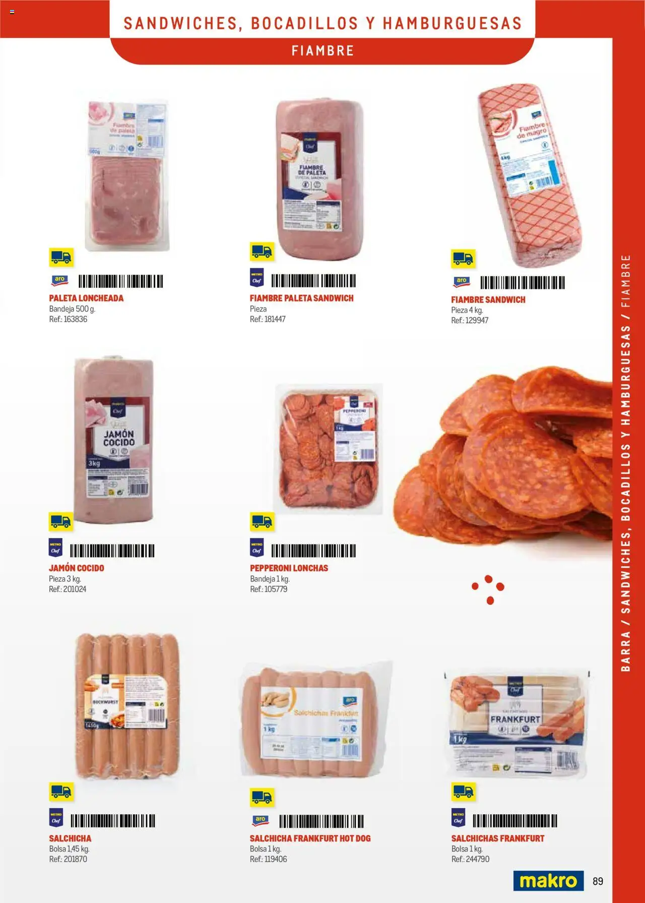 Makro - Menú y Barra Centro │ válido desde el 08.09.2025 | Página: 89 | Productos: Jamón, Jamón cocido, Bolsa, Bandeja