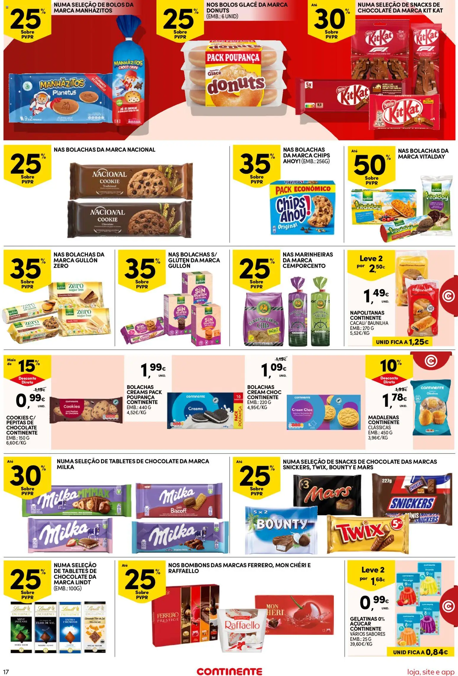 Continente Semanal Continente Bom Dia │ válido de 21.04.2026 | Página: 17 | Produtos: Marinheiras chia, Chocolates, Sal, Chocolate
