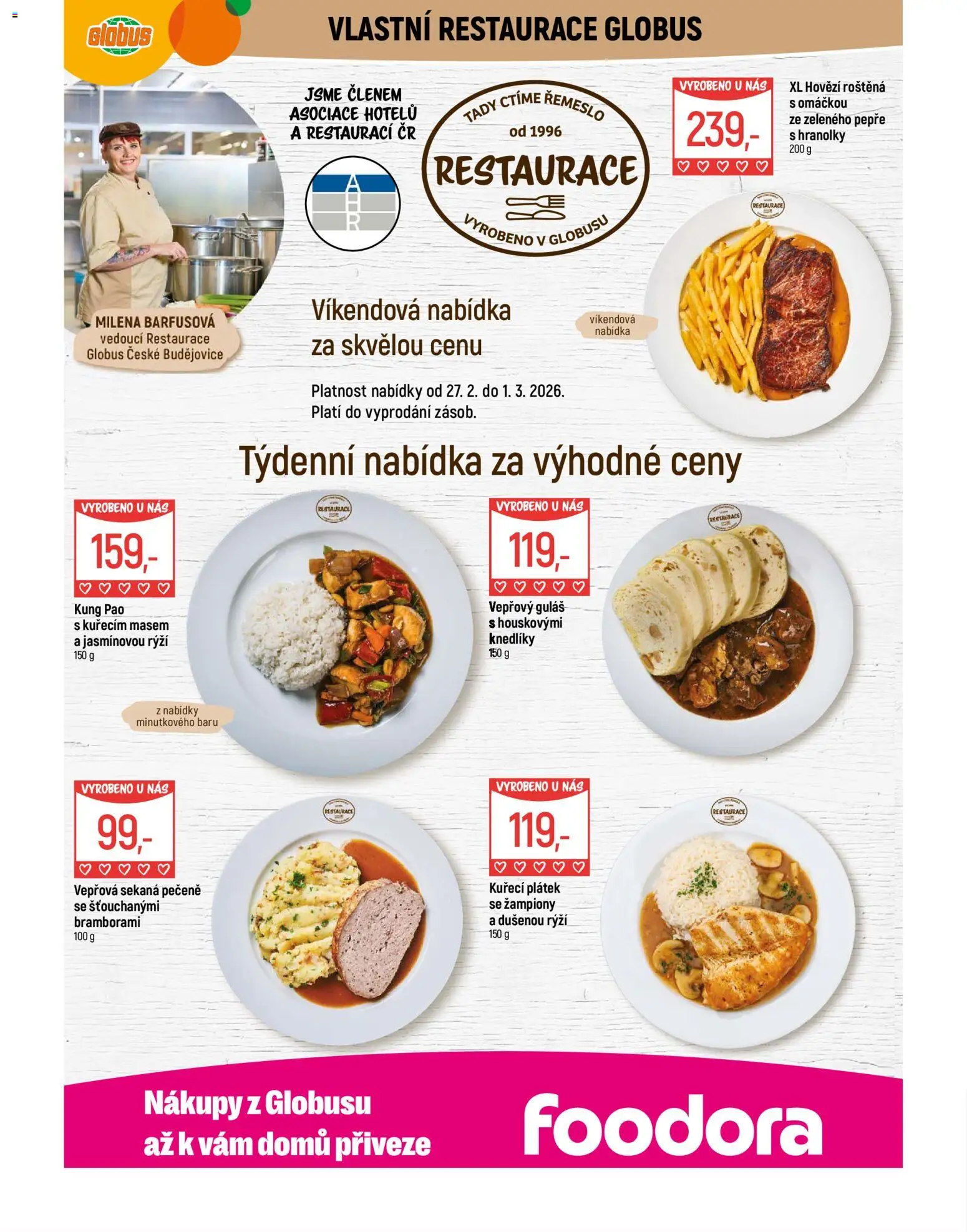 Globus leták - České Budějovice od 25.02.2026 | Strana: 8 | Produkty: Žampiony, Hovězí, Hovězí roštěná, Guláš