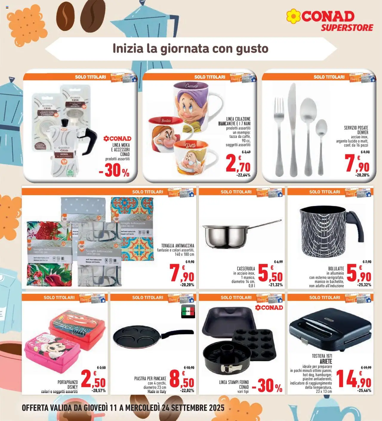 Volantino Conad del 11.09.2025 | Pagina: 34 | Prodotti: Forno, Casseruola, Alluminio, Tovaglia