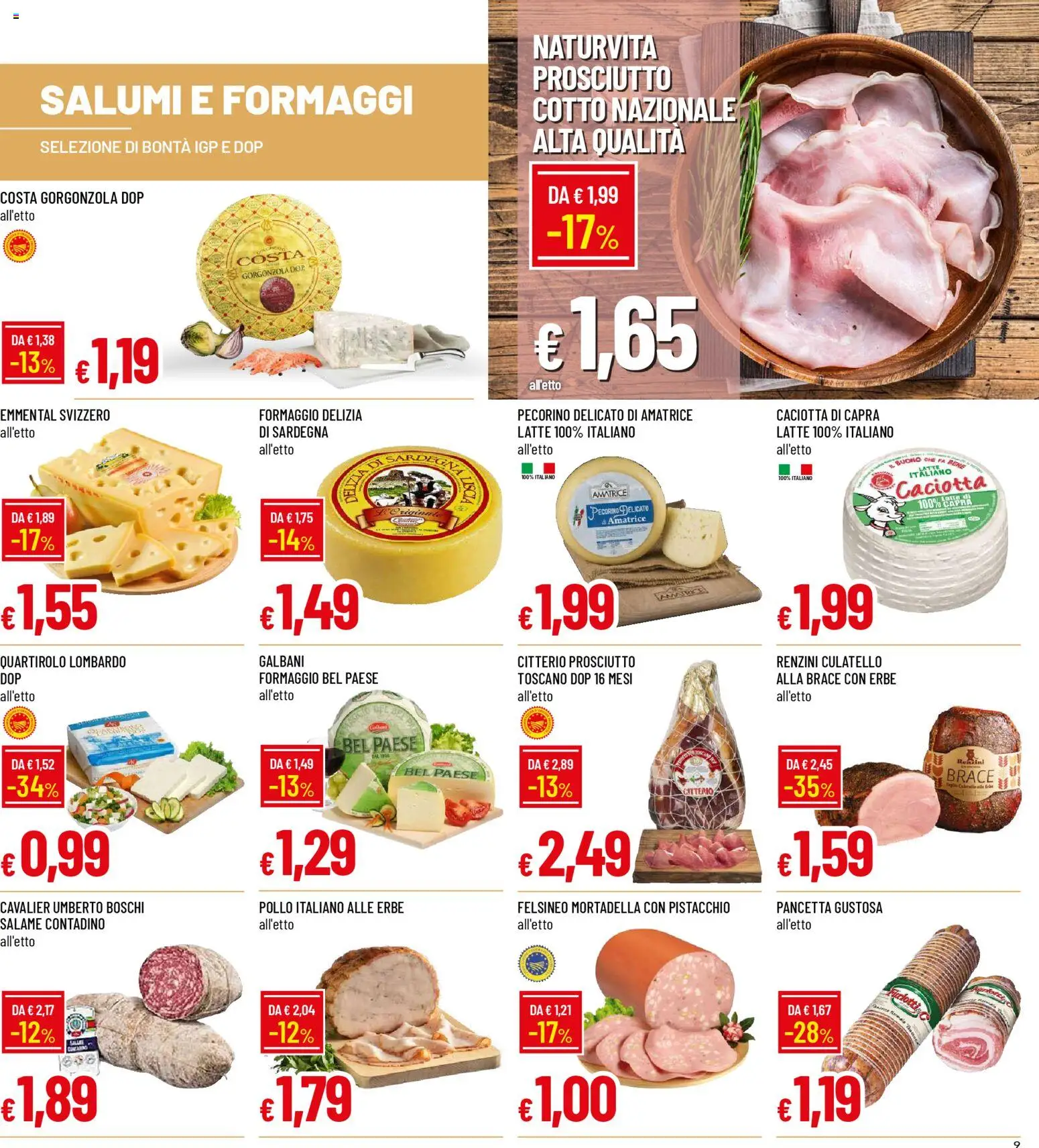 Volantino Famila del 29.12.2025 | Pagina: 9 | Prodotti: Formaggio, Mortadella, Gorgonzola, Pecorino