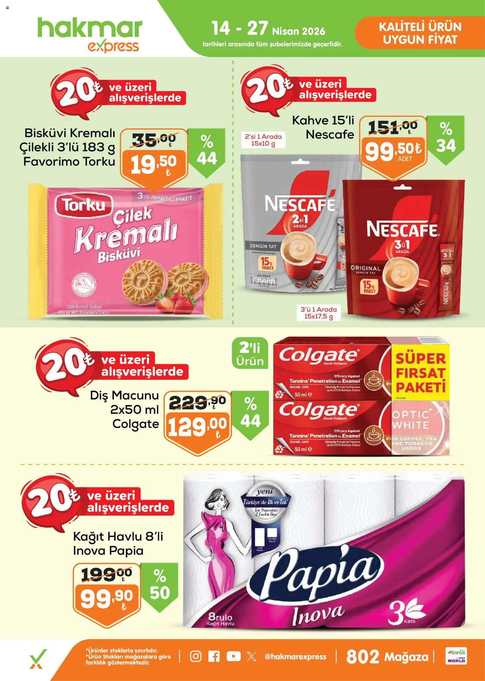 Hakmar Express - Salı Aktüel Ürünler - 14.04.2026 tarihinden itibaren geçerlidir | Sayfa: 2 | Ürünler: Diş macunu, Kahve, Çilek, Bisküvi