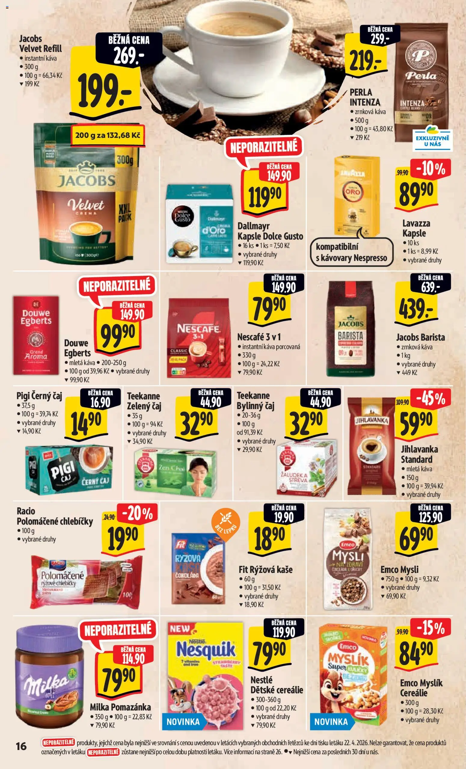 Albert leták - Hypermarket od 29.04.2026 | Strana: 24 | Produkty: Nesquik, Dolce gusto kapsle, Mysli, Jacobs barista