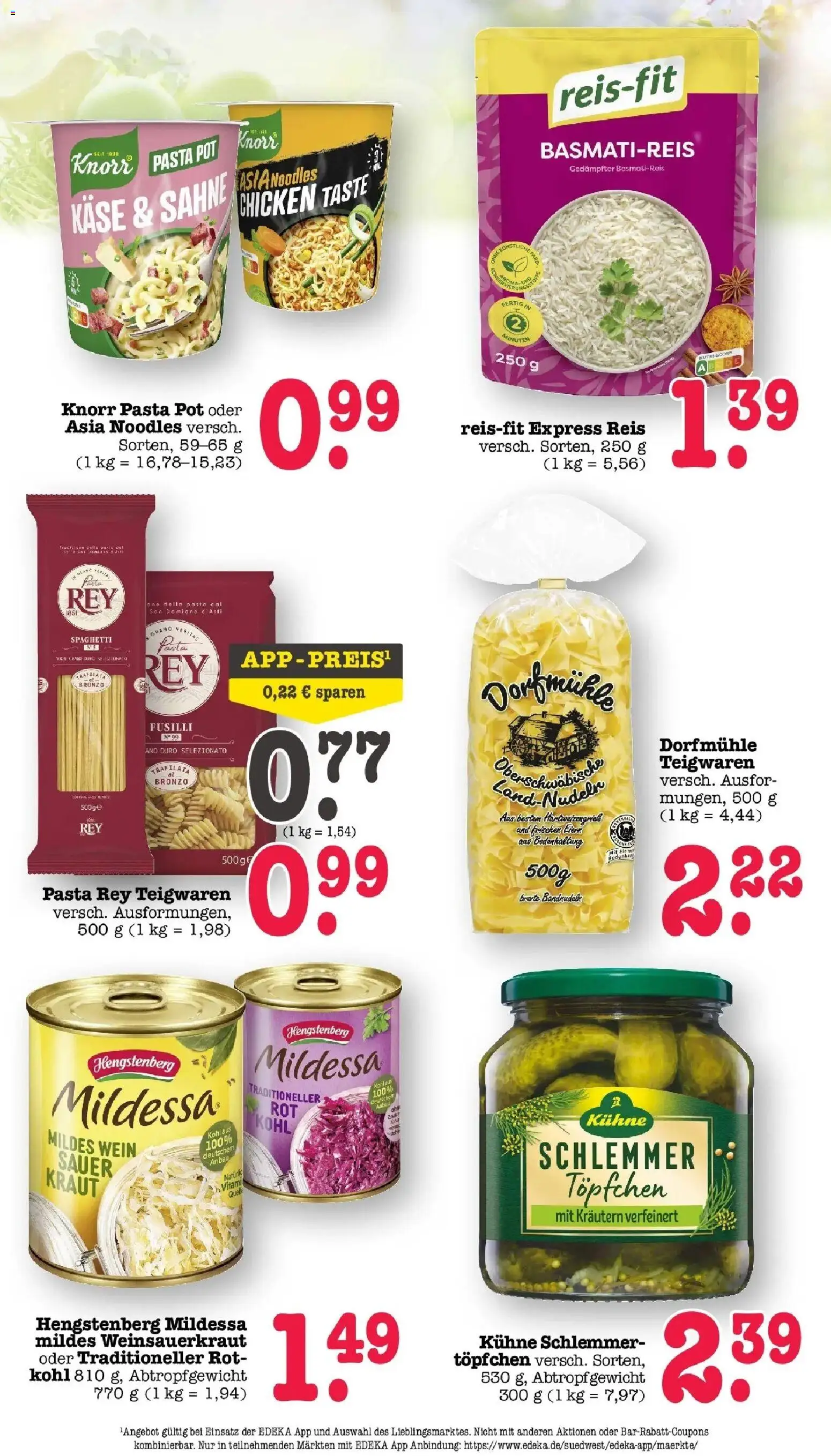 Angebote – gültig ab 30.03.2026 | Seite: 46 | Produkte: Basmatireis, Knorr, Pasta, Sahne
