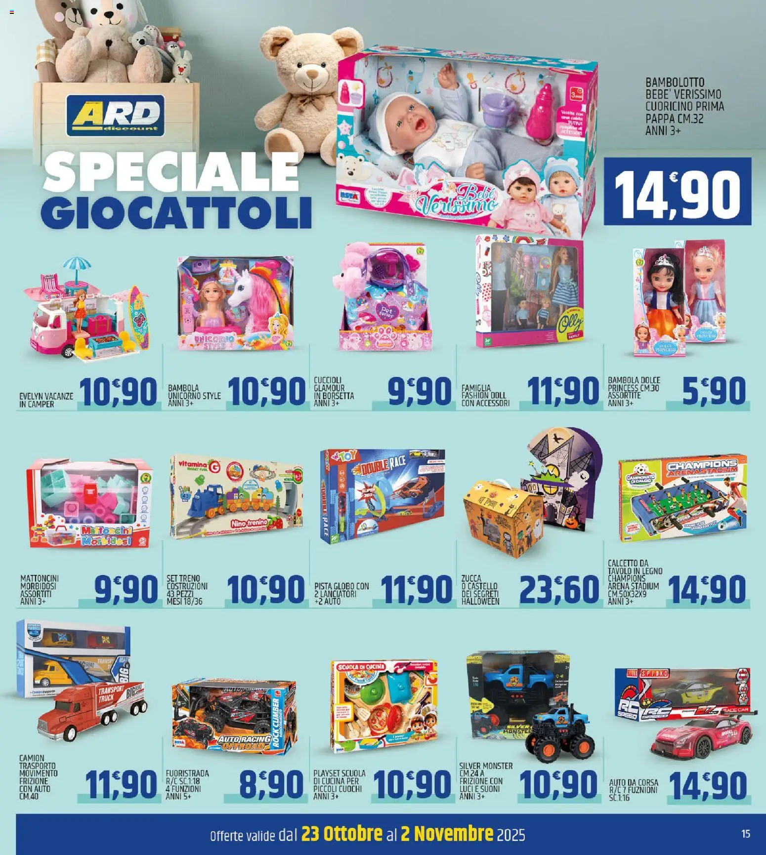 Volantino ARD Discount del 23.10.2025 | Pagina: 15 | Prodotti: Borsetta, Tutina, Tavolo