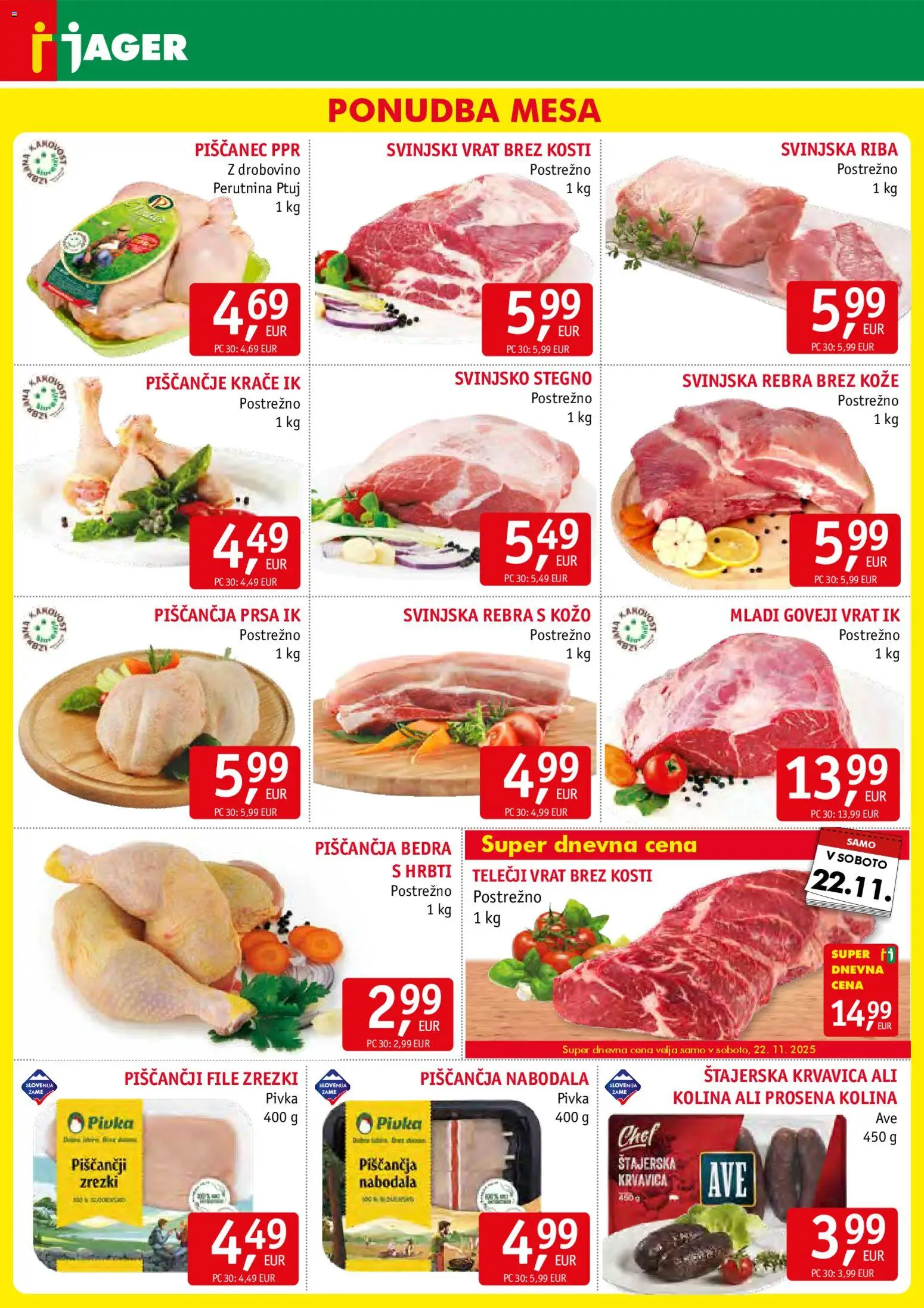 Novi Jager katalog ponudbe – veljaven od 19.11.2025 | Stran: 3 | Izdelki: Nabodala, Zrezki, Bilderrahmen, Riba