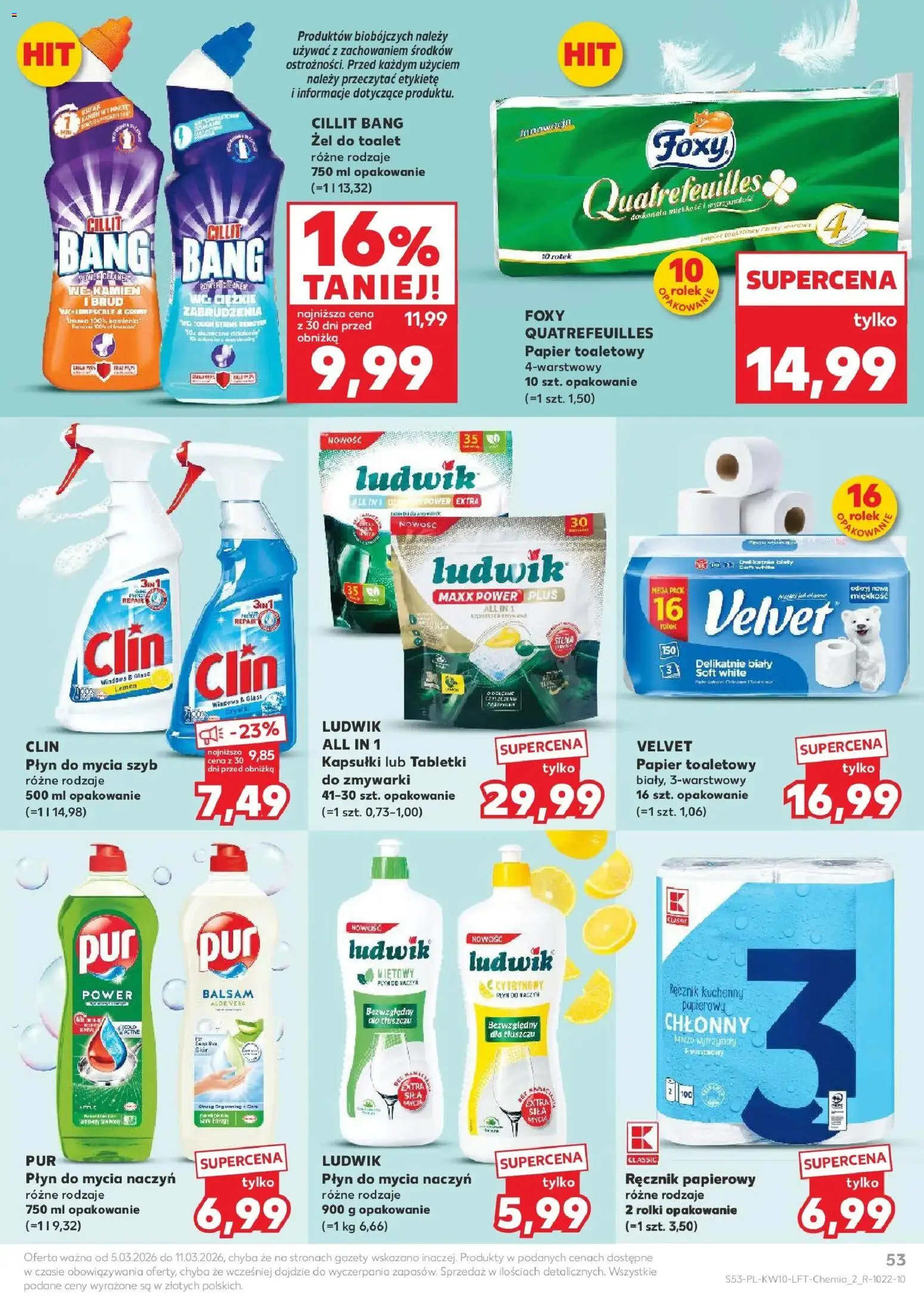 Kaufland gazetka od 05.03.2026 | Strona: 53 | Produkty: Papier toaletowy, Rolki, Cleaner, Ręcznik papierowy
