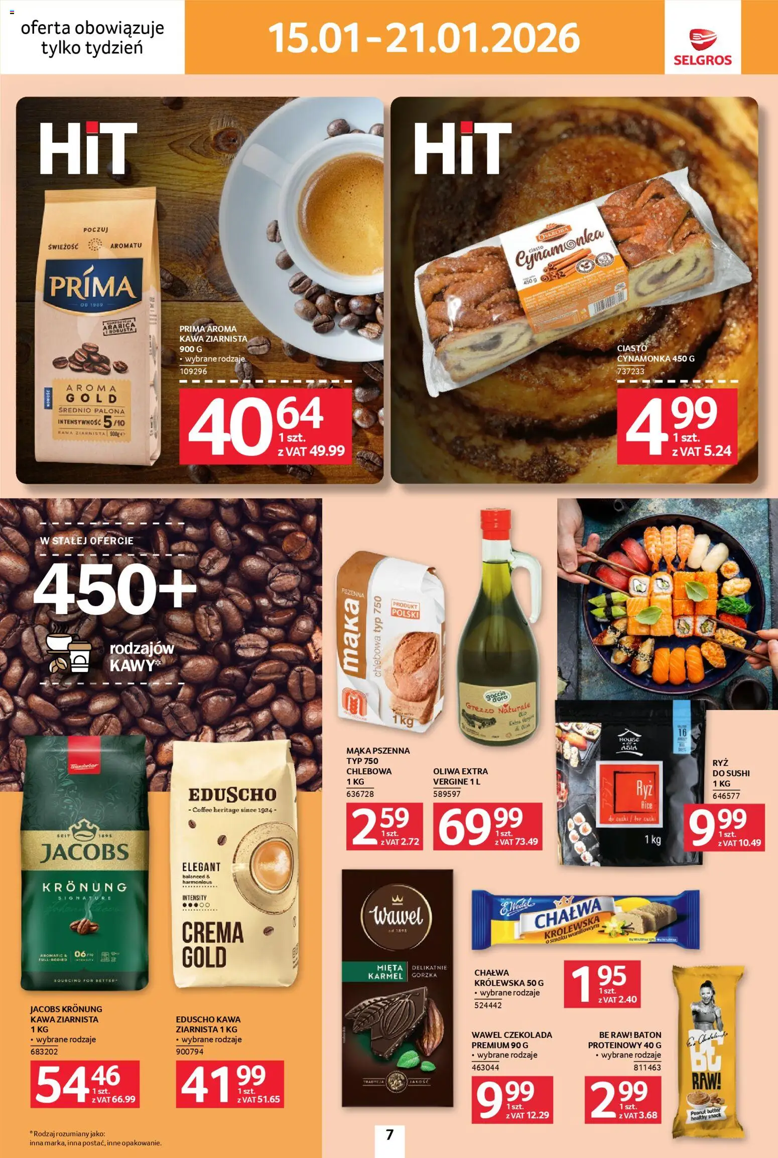 Selgros cash&carry Gazetka - Jeszcze więcej super promocji od 15.01.2026 | Strona: 7 | Produkty: Ciasto, Sushi, Baton, Kawa