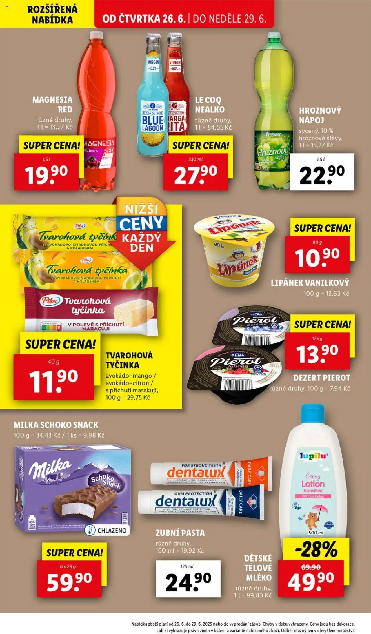 Lidl leták od 26.06.2025 | Strana: 16 | Produkty: Lipánek, Milka, Magnesia, Tvarohová tyčinka
