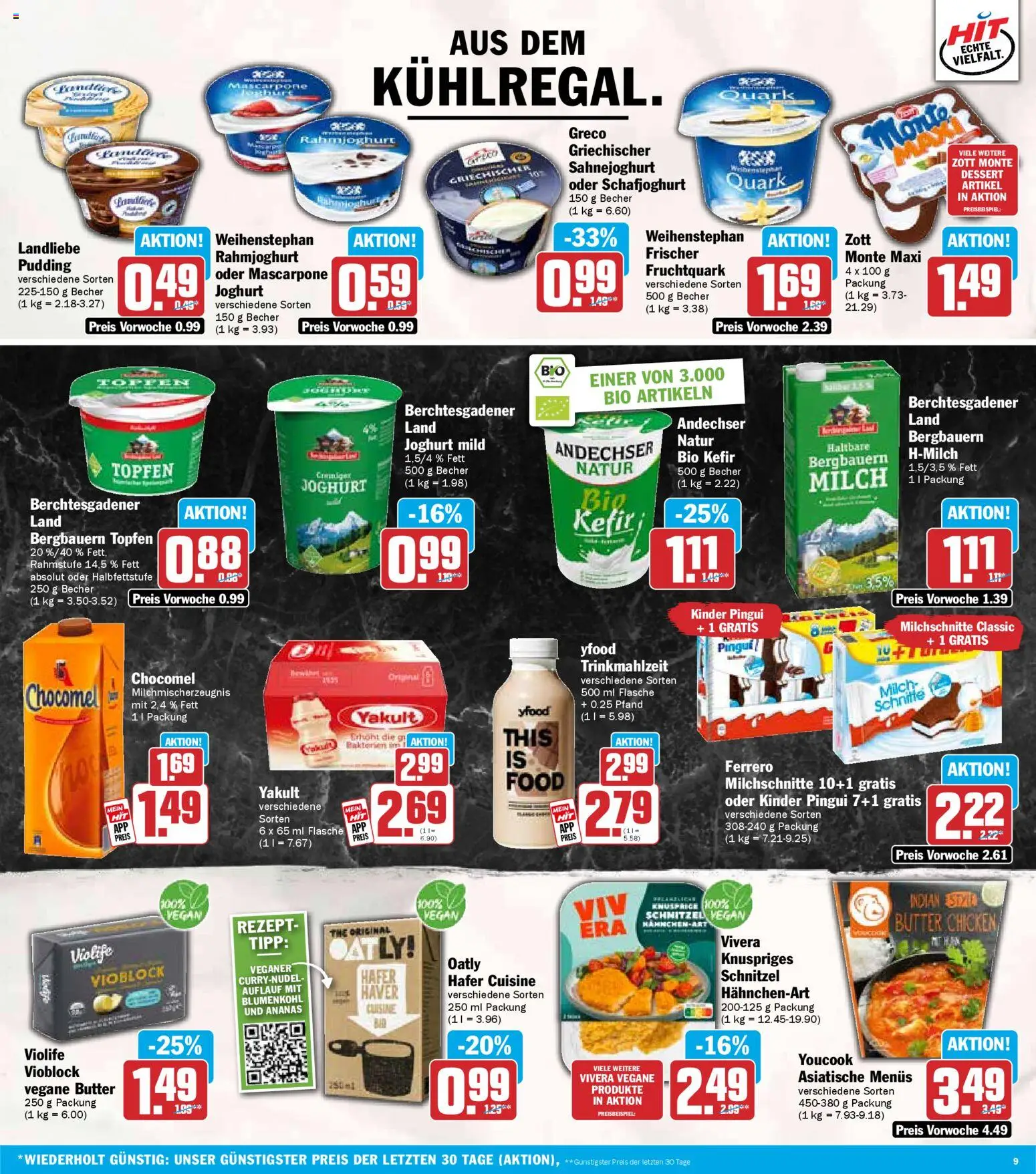 HIT Baden-Württemberg – gültig ab 12.01.2026 | Seite: 9 | Produkte: Kefir, Youcook, Pudding, Ferrero milchschnitte