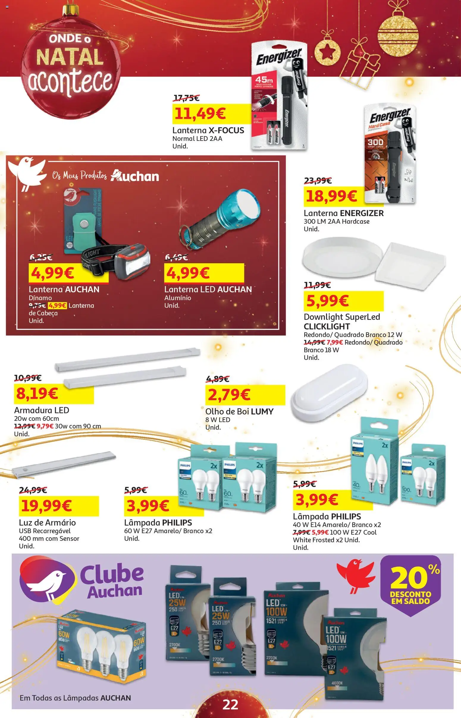 Auchan - Presentes │ válido de 01.11.2025 | Página: 22 | Produtos: USB, Armário, Lâmpadas, Lanterna