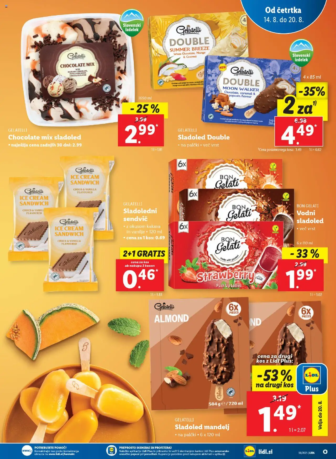 Lidl katalog │ velja od 14.08.2025 | Stran: 19 | Izdelki: Kos, Sladoled, Mango