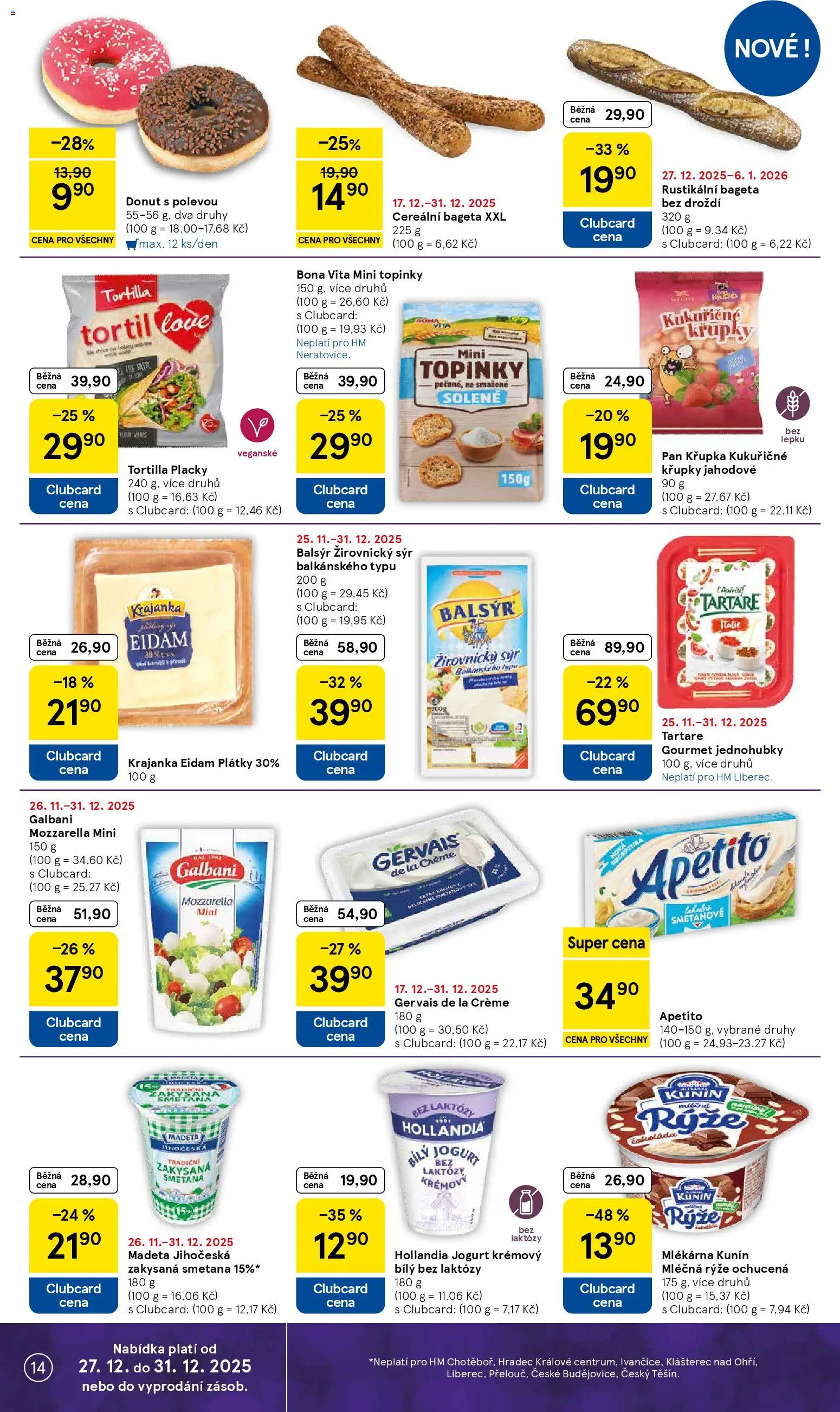 Tesco leták - Hypermarket od 27.12.2025 | Strana: 14 | Produkty: Sýr, Smetana, Křupky, Bageta