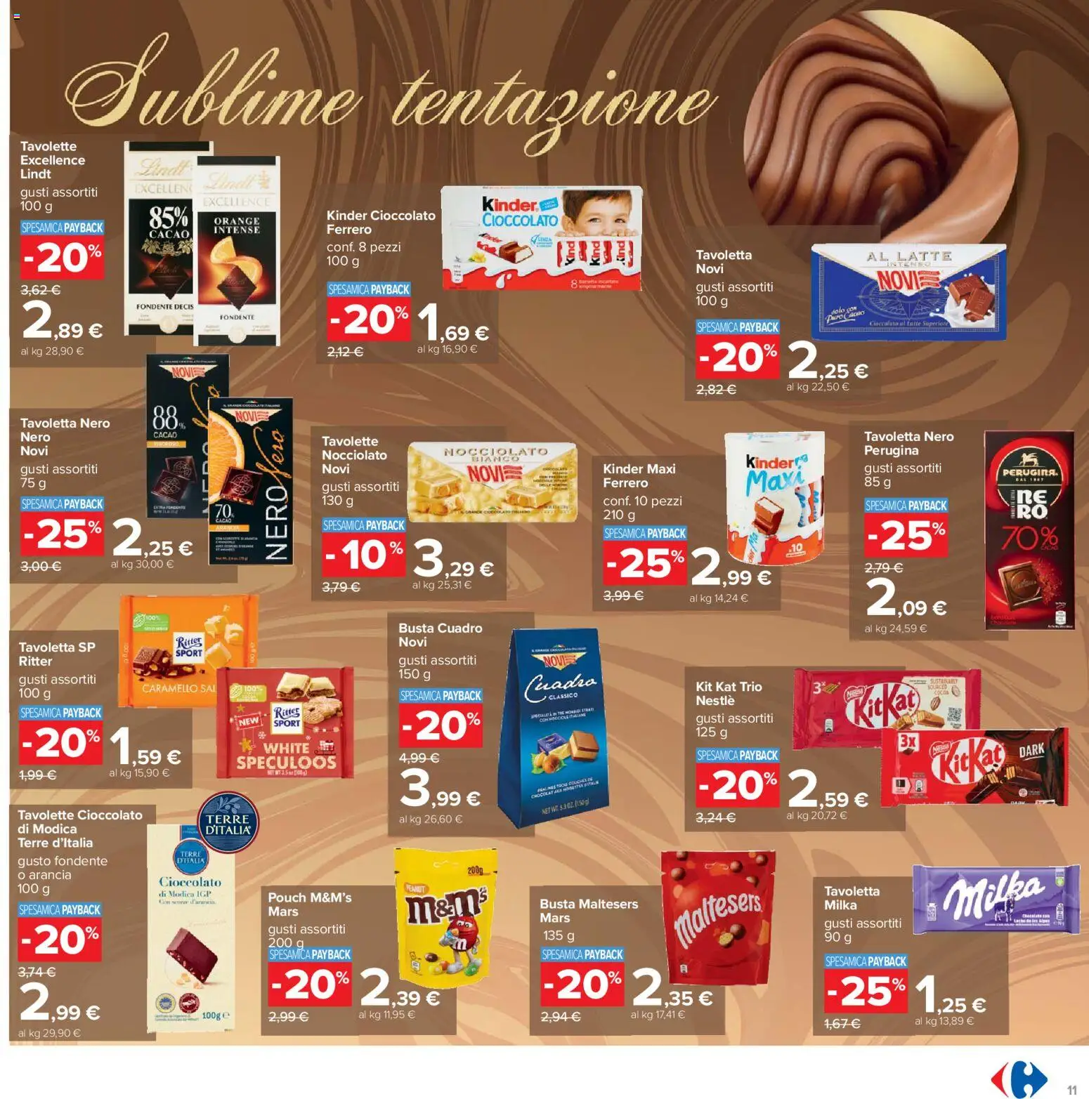 Volantino Carrefour del 27.01.2026 | Pagina: 11 | Prodotti: Cioccolato, Latte, Nocciole, Cacao