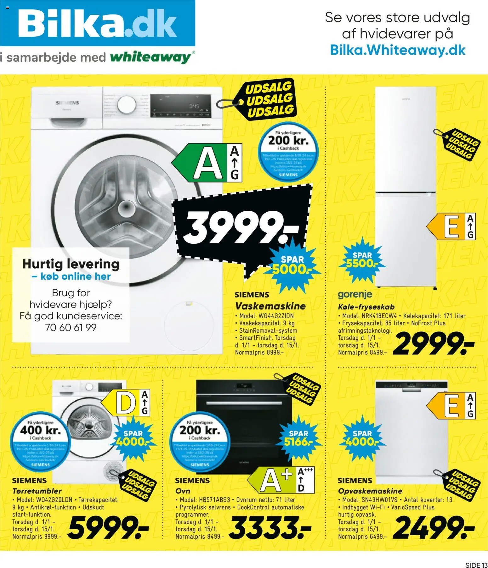 Bilka tilbudsavis – gyldig fra 01.01.2026 | Side: 22 | Produkter: Vaskemaskine, Tørretumbler, Opvaskemaskine