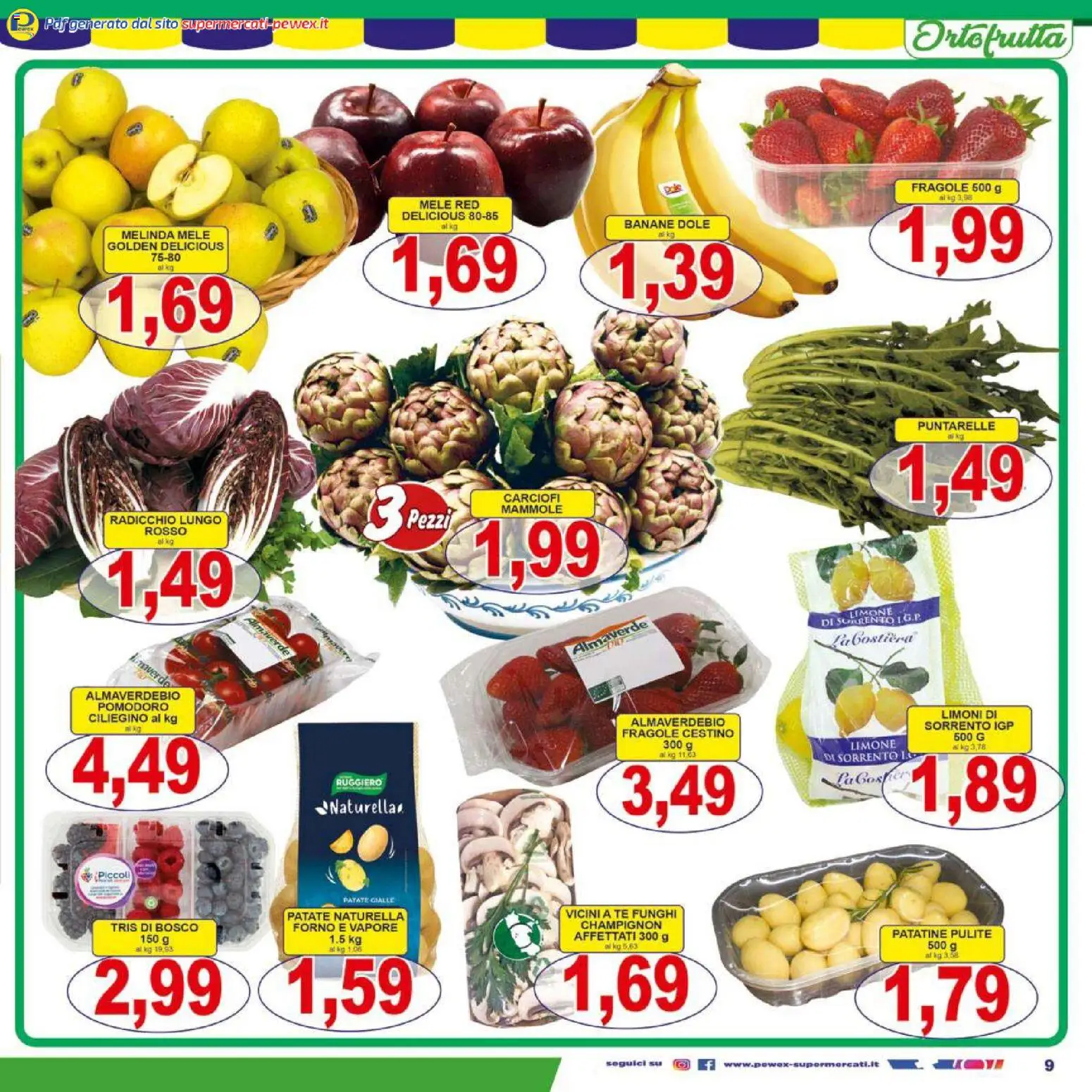 Volantino Pewex del 27.03.2026 | Pagina: 9 | Prodotti: Mele, Tè, Patatine, Carciofi