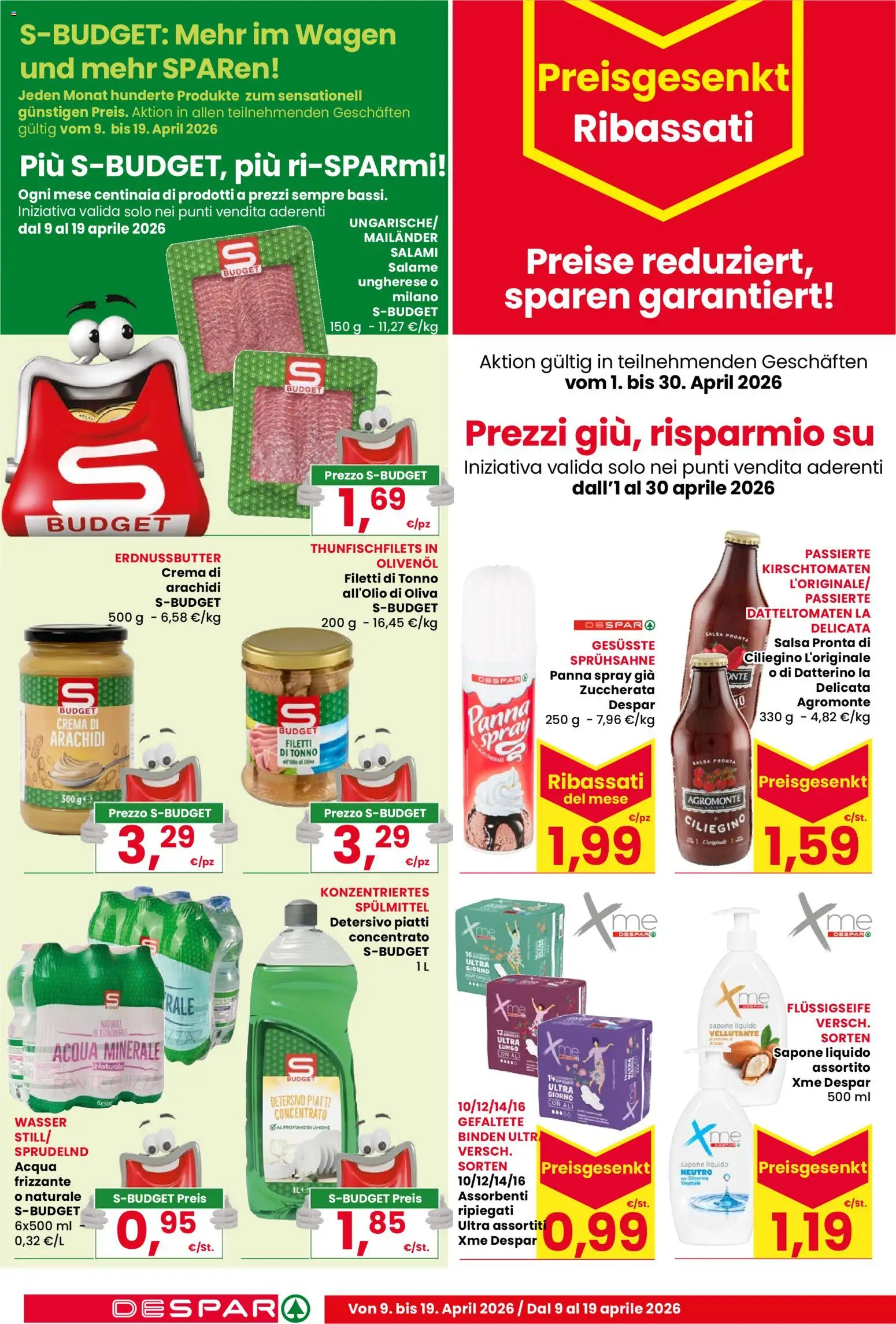 Volantino Despar del 09.04.2026 | Pagina: 10 | Prodotti: Crema, Salame, Panna, Arachidi