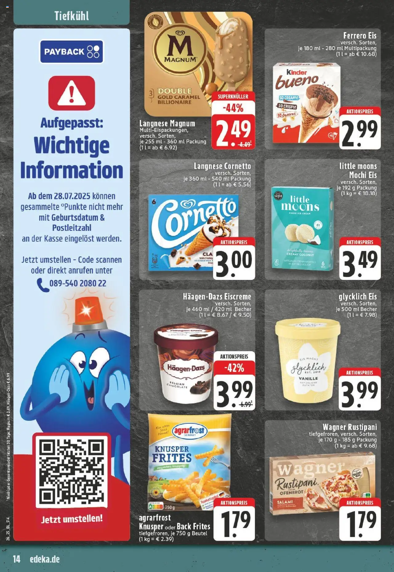 Edeka prospekt Erkrath - Hochdahl	 - gültig ab dem 22.06.2025 | Seite: 16 | Produkte: Langnese, Eiscreme, Salami, TV